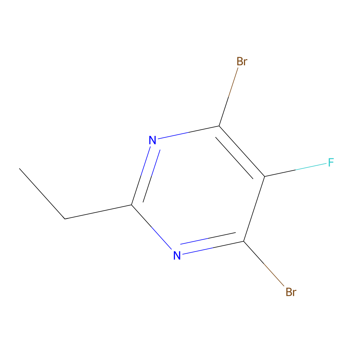 4,6-Dibromo-2-ethyl-5-fluoropyrimidine molecular structure, CAS 3017224-17-5