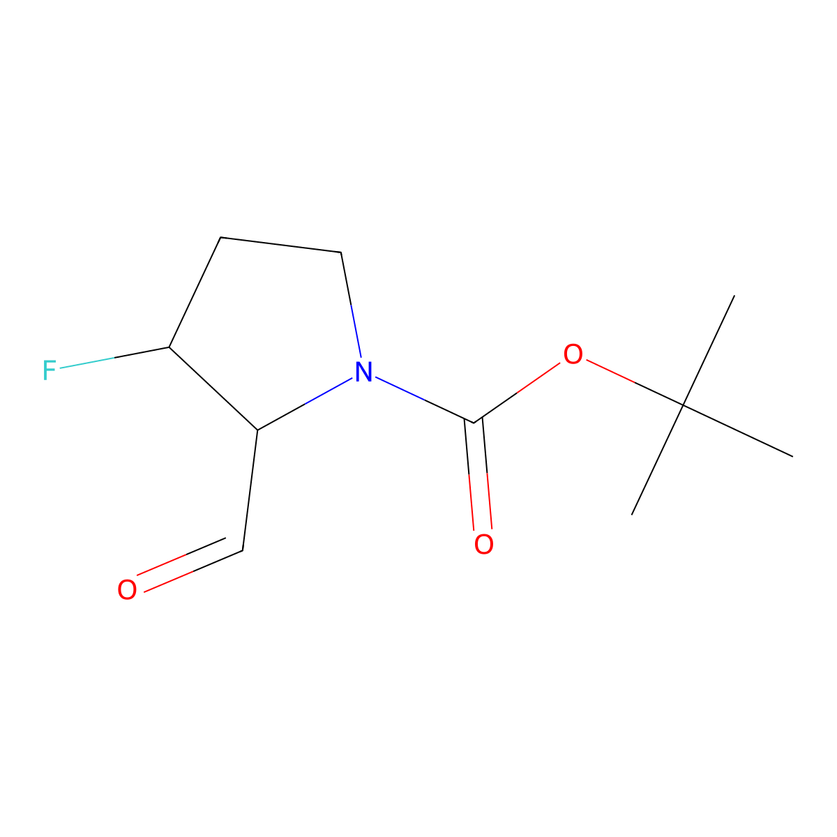Tert-butyl 3-fluoro-2-formylpyrrolidine-1-carboxylate molecular structure, CAS 3017224-83-5