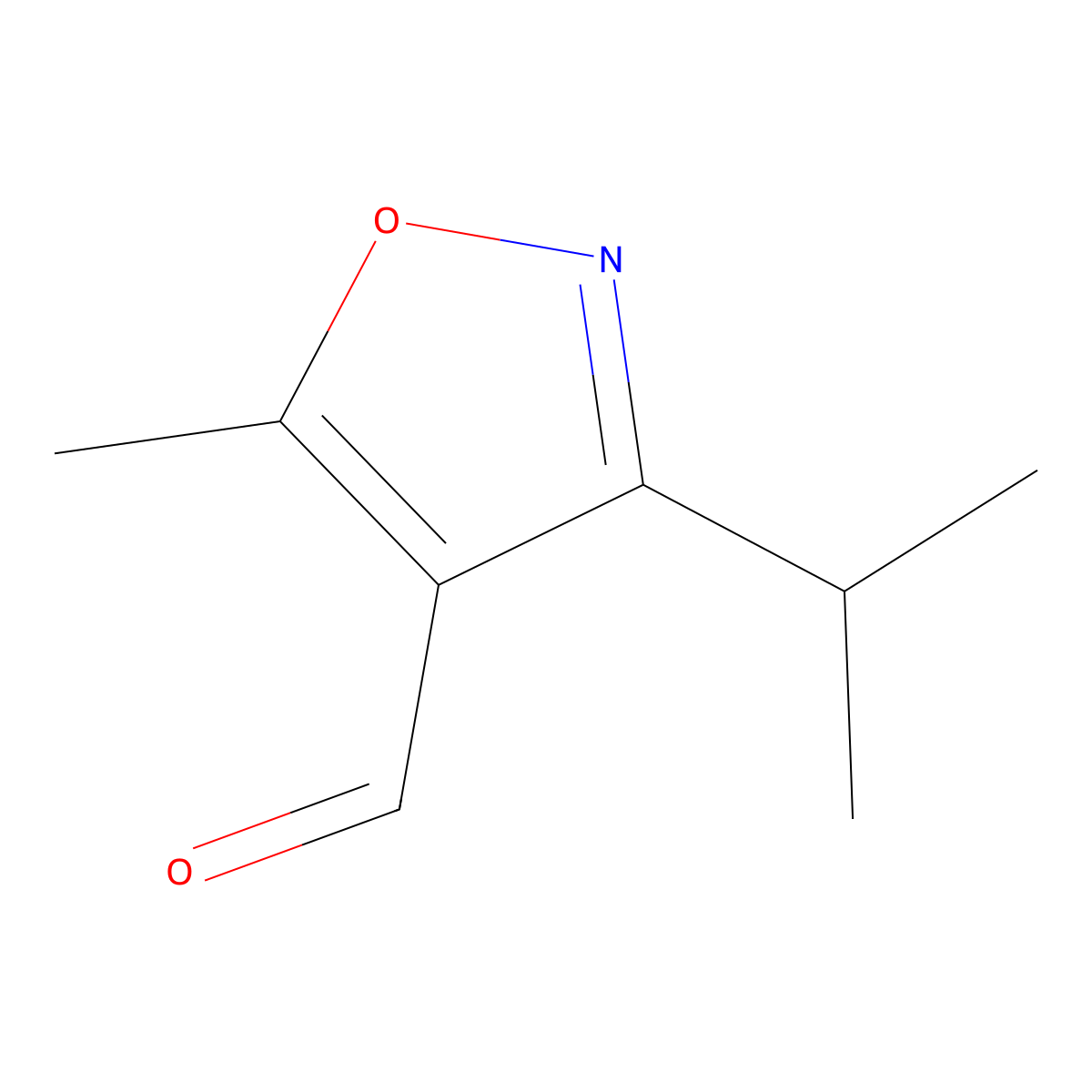 5-Methyl-3-(propan-2-yl)-1,2-oxazole-4-carbaldehyde molecular structure, CAS 3017225-03-2