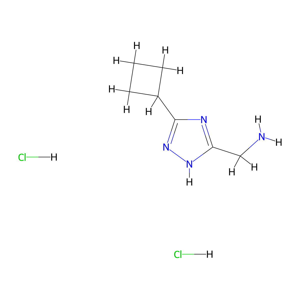1-(5-cyclobutyl-4H-1,2,4-triazol-3-yl)methanamine dihydrochloride molecular structure, CAS 3017232-00-4