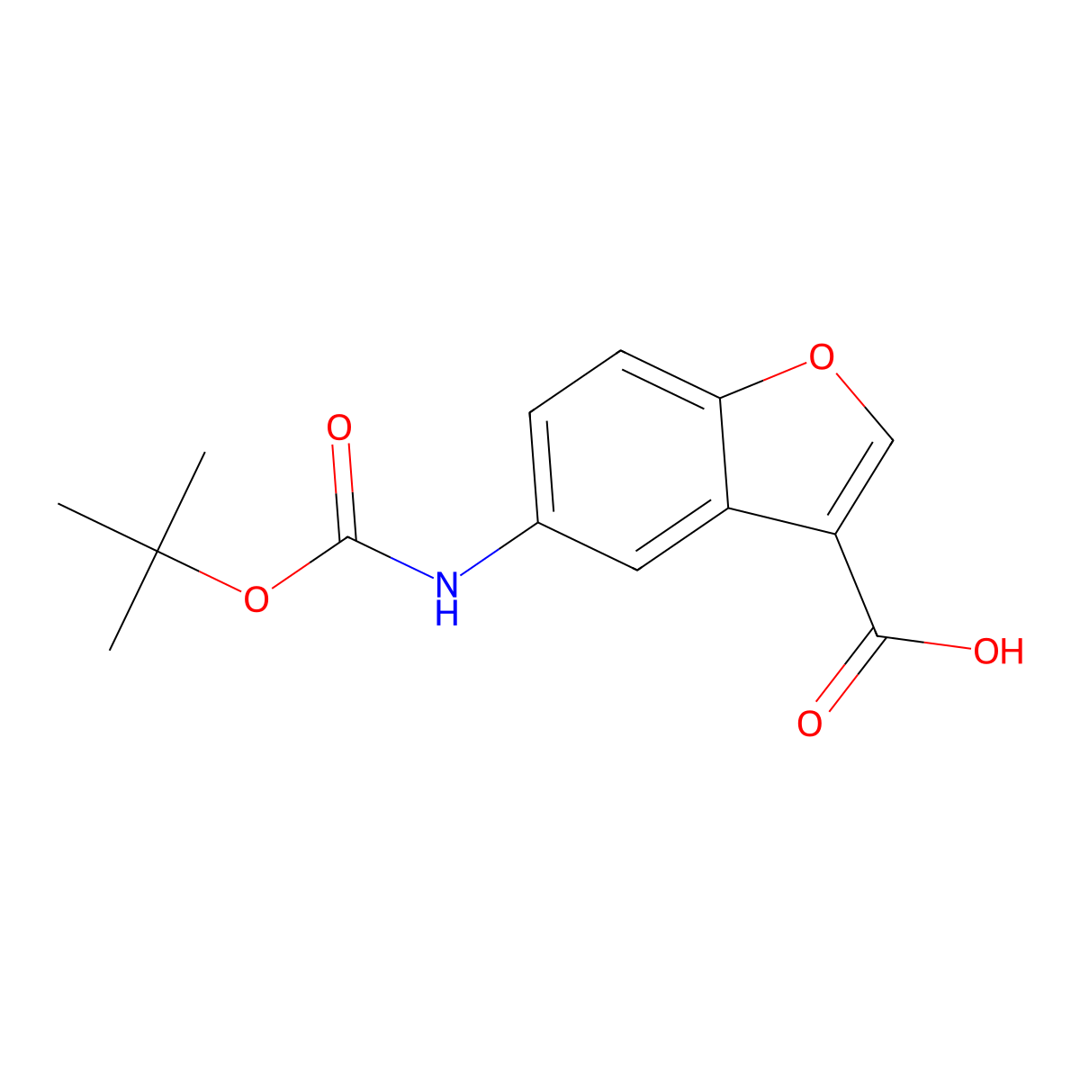 5-{[(Tert-butoxy)carbonyl]amino}-1-benzofuran-3-carboxylic acid molecular structure, CAS 3017232-04-8