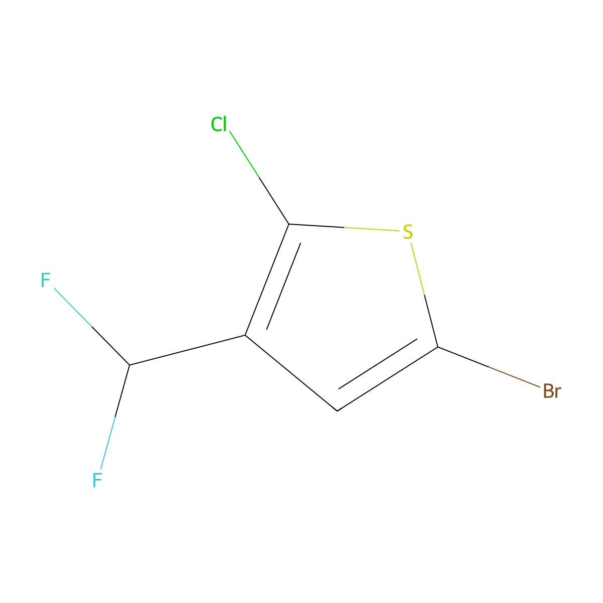5-Bromo-2-chloro-3-(difluoromethyl)thiophene molecular structure, CAS 3017232-06-0