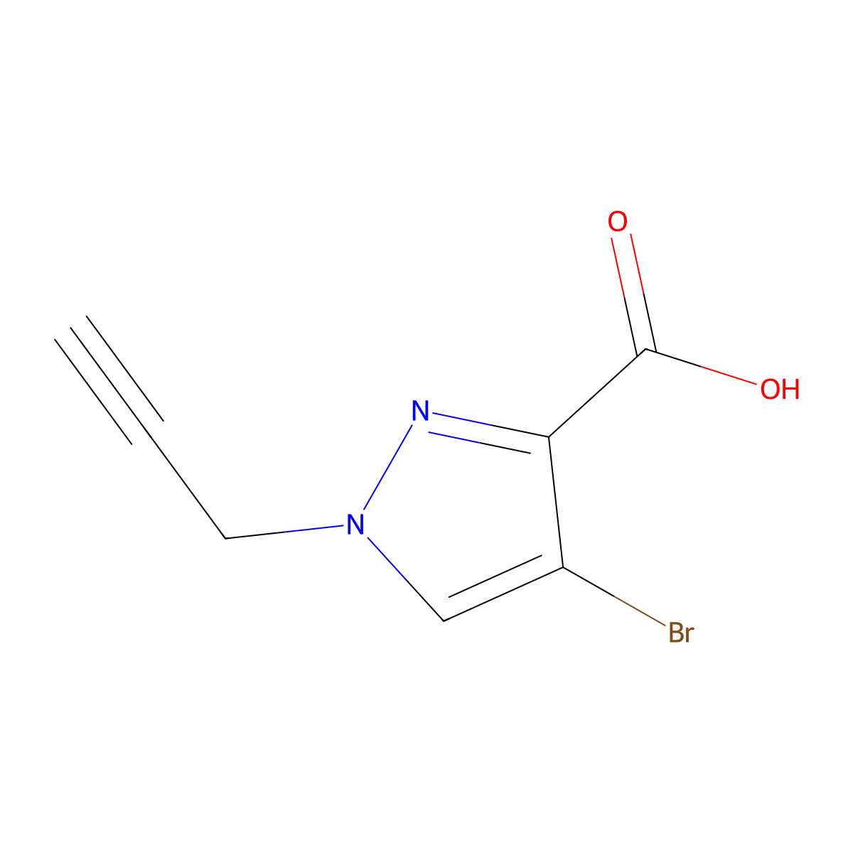 4-bromo-1-(prop-2-yn-1-yl)-1H-pyrazole-3-carboxylic acid molecular structure, CAS 3017232-15-1