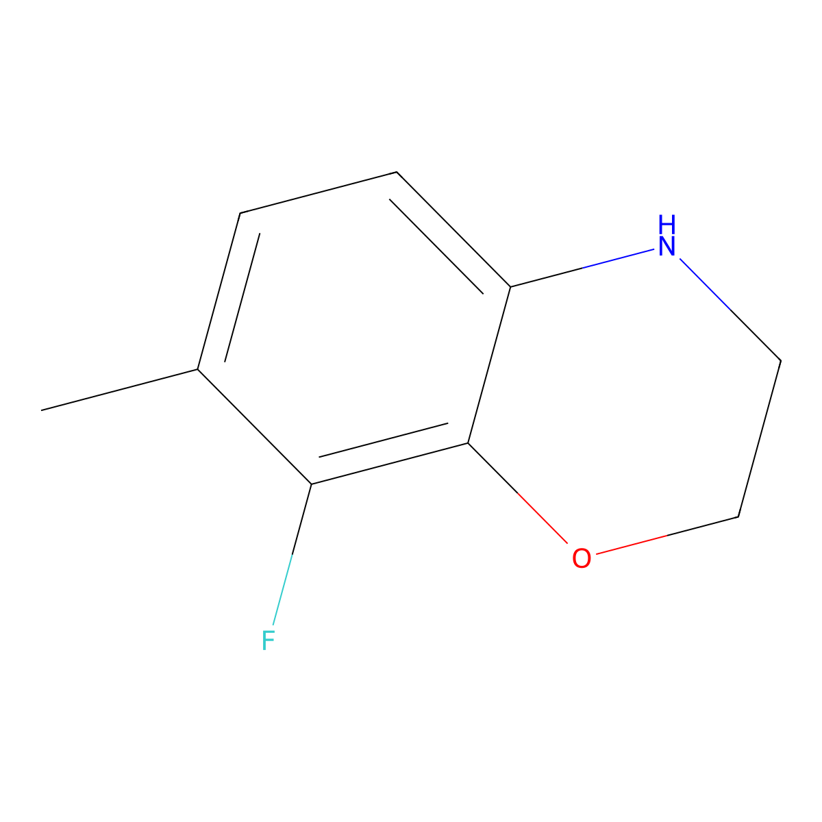 8-fluoro-7-methyl-3,4-dihydro-2H-1,4-benzoxazine molecular structure, CAS 3017232-24-2