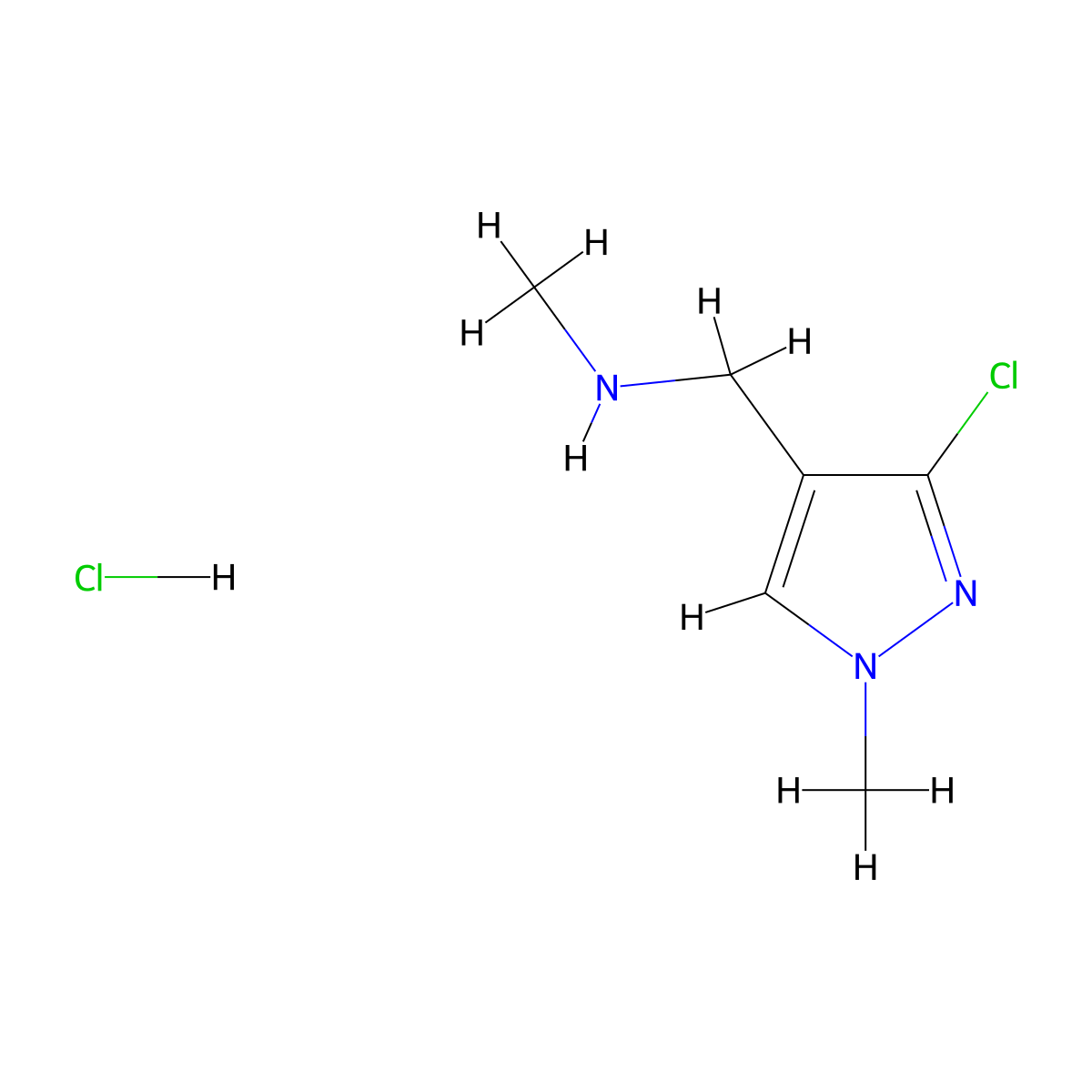 [(3-chloro-1-methyl-1H-pyrazol-4-yl)methyl](methyl)amine hydrochloride molecular structure, CAS 3017232-31-1