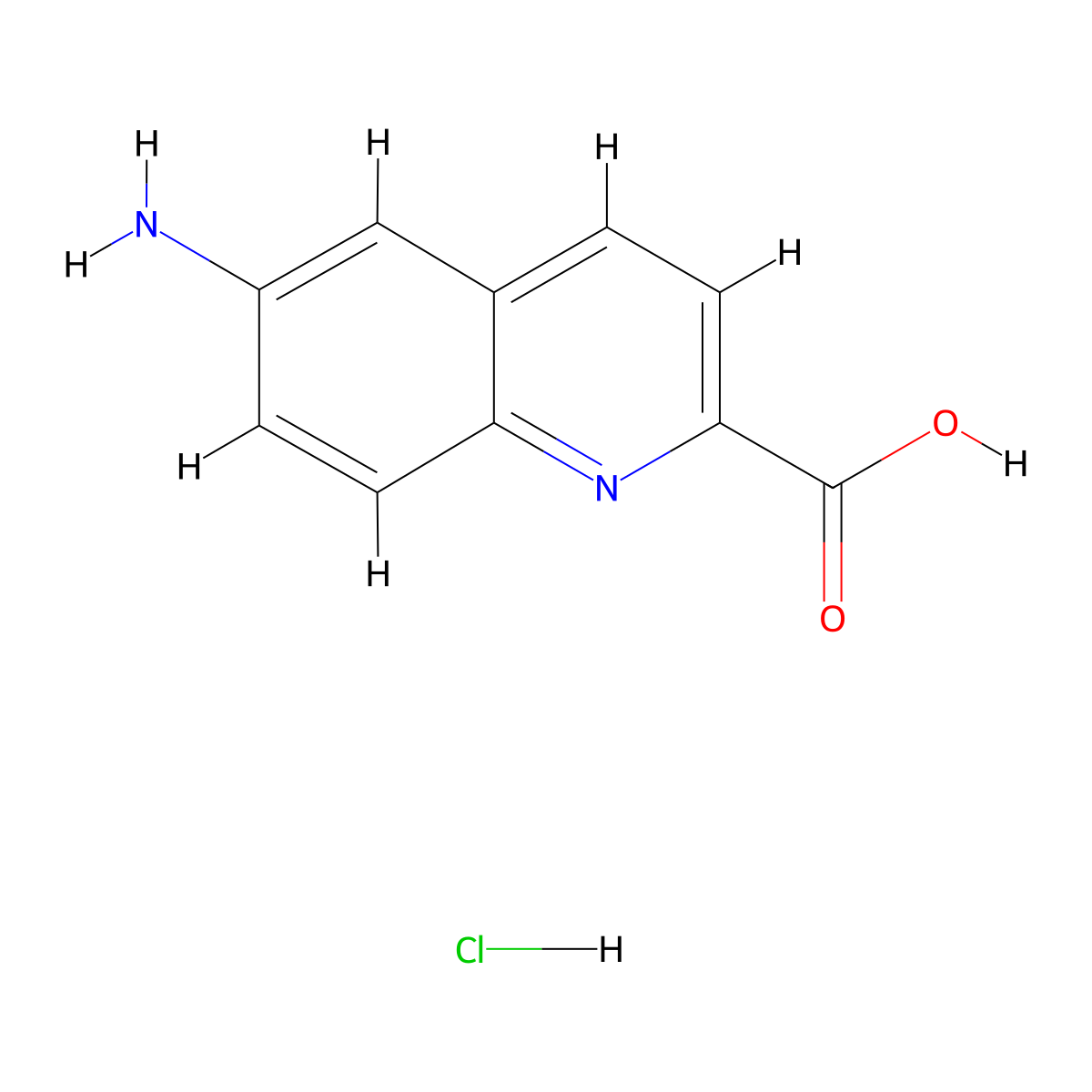6-Aminoquinoline-2-carboxylic acid hydrochloride molecular structure, CAS 3017232-33-3
