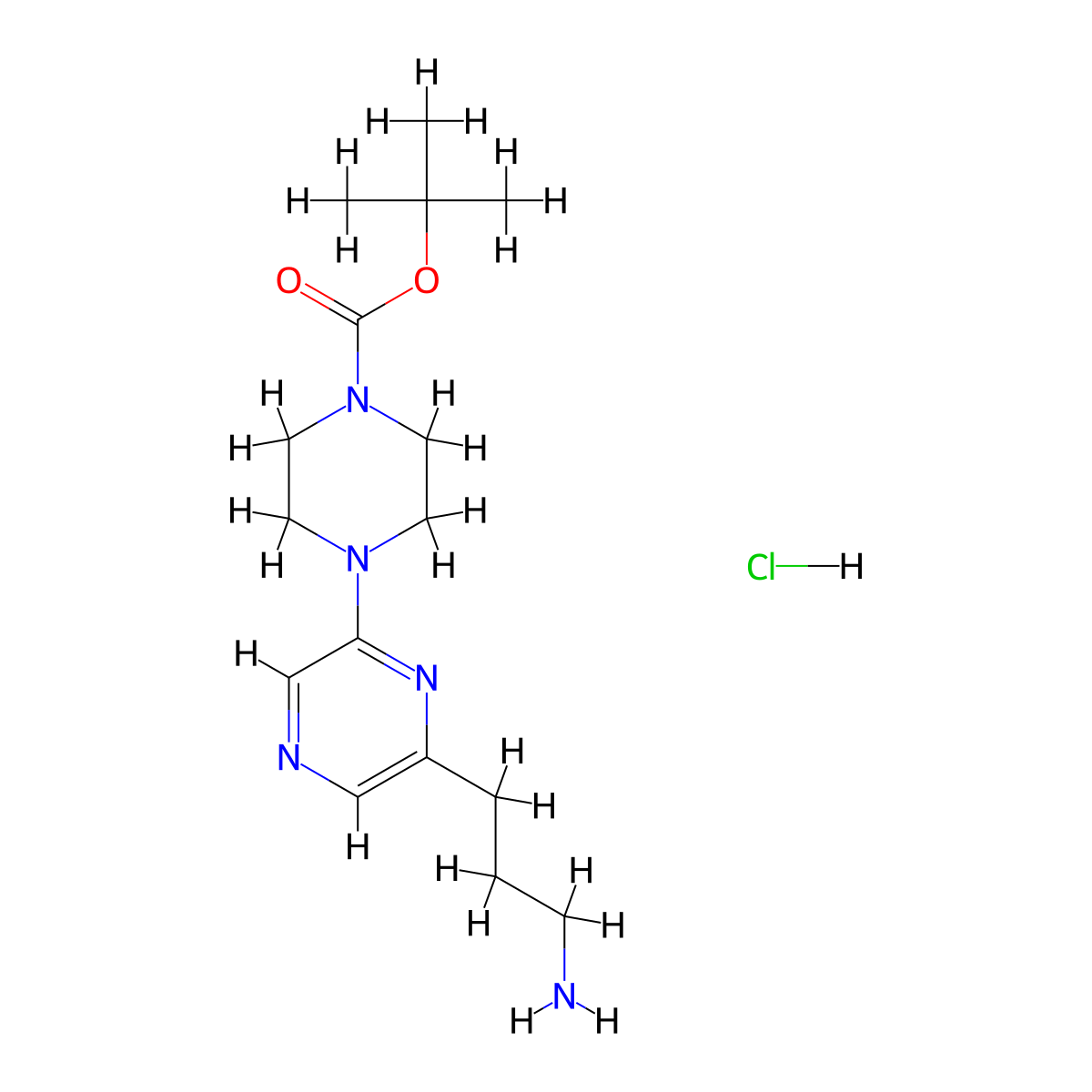 Tert-butyl 4-[6-(3-aminopropyl)pyrazin-2-yl]piperazine-1-carboxylate;hydrochloride molecular structure, CAS 3017232-41-3