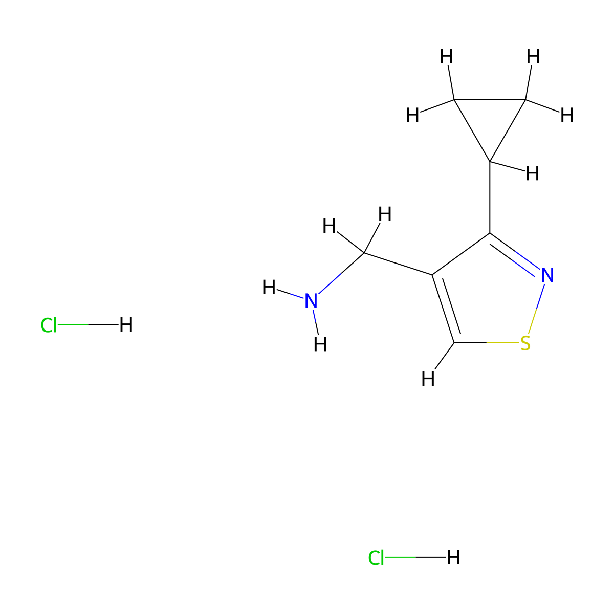 1-(3-Cyclopropyl-1,2-thiazol-4-yl)methanamine dihydrochloride molecular structure, CAS 3017232-42-4