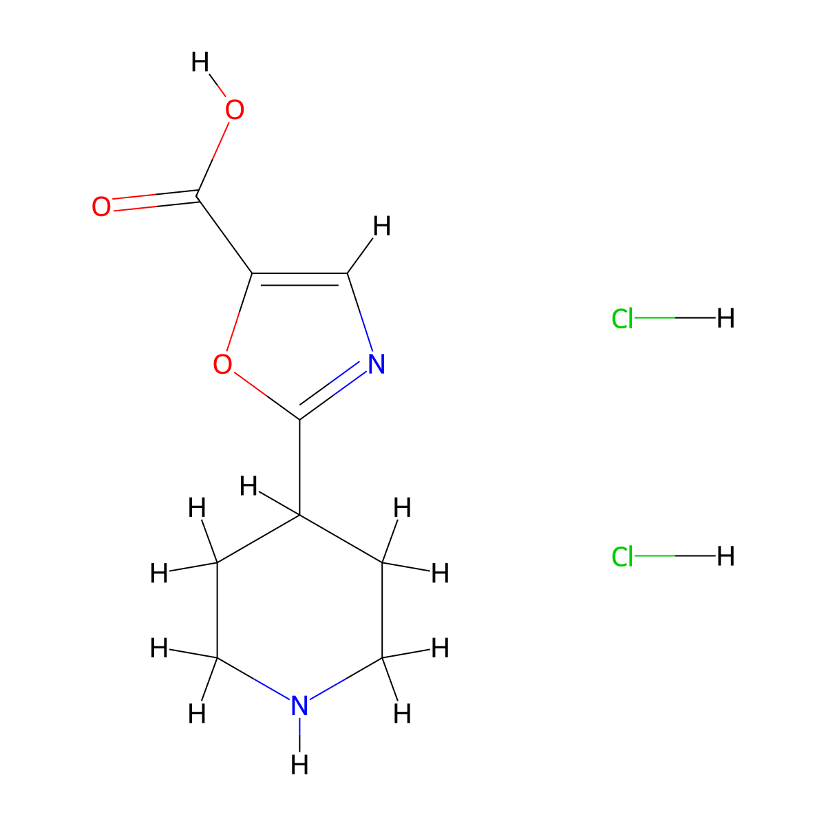 2-(Piperidin-4-yl)-1,3-oxazole-5-carboxylic acid dihydrochloride molecular structure, CAS 3017232-47-9