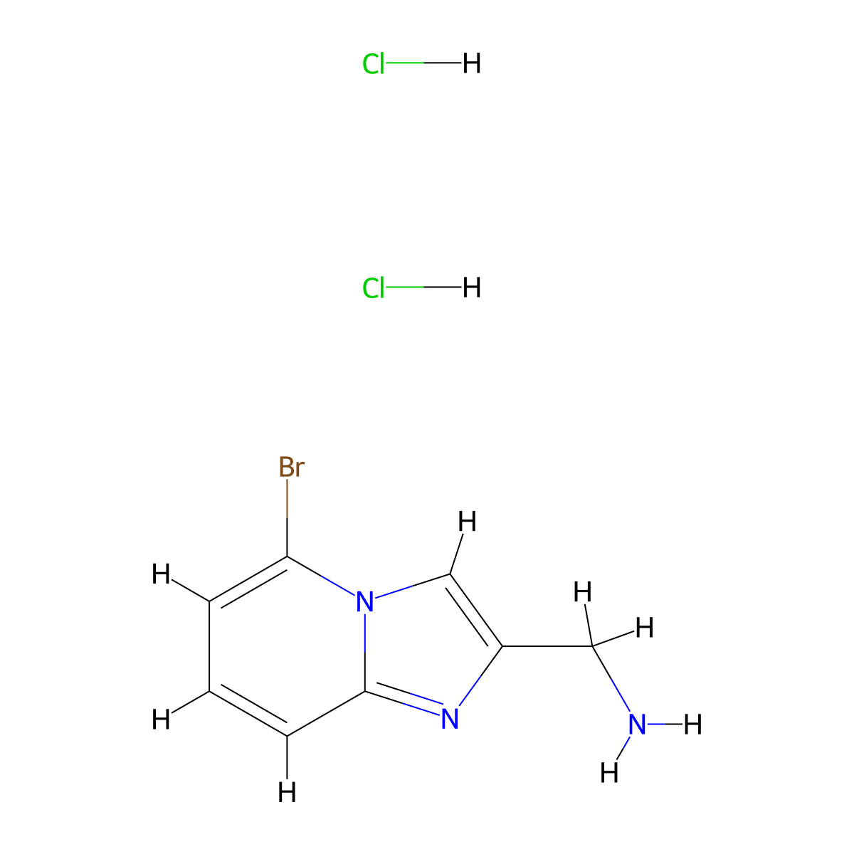 1-{5-Bromoimidazo[1,2-a]pyridin-2-yl}methanamine dihydrochloride molecular structure, CAS 3017232-50-4