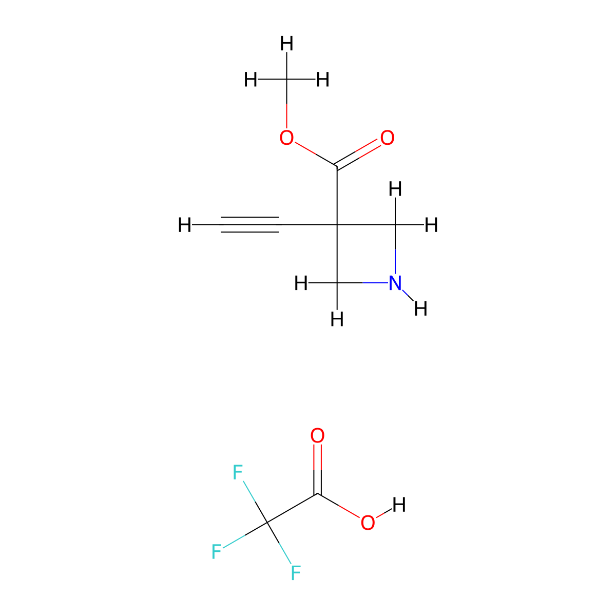 Methyl 3-ethynylazetidine-3-carboxylate, trifluoroacetic acid molecular structure, CAS 3017232-68-4