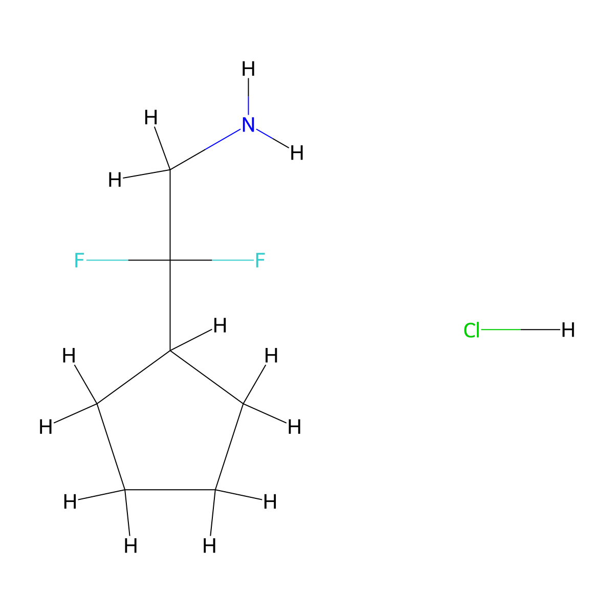 2-Cyclopentyl-2,2-difluoroethan-1-amine hydrochloride molecular structure, CAS 3017232-70-8