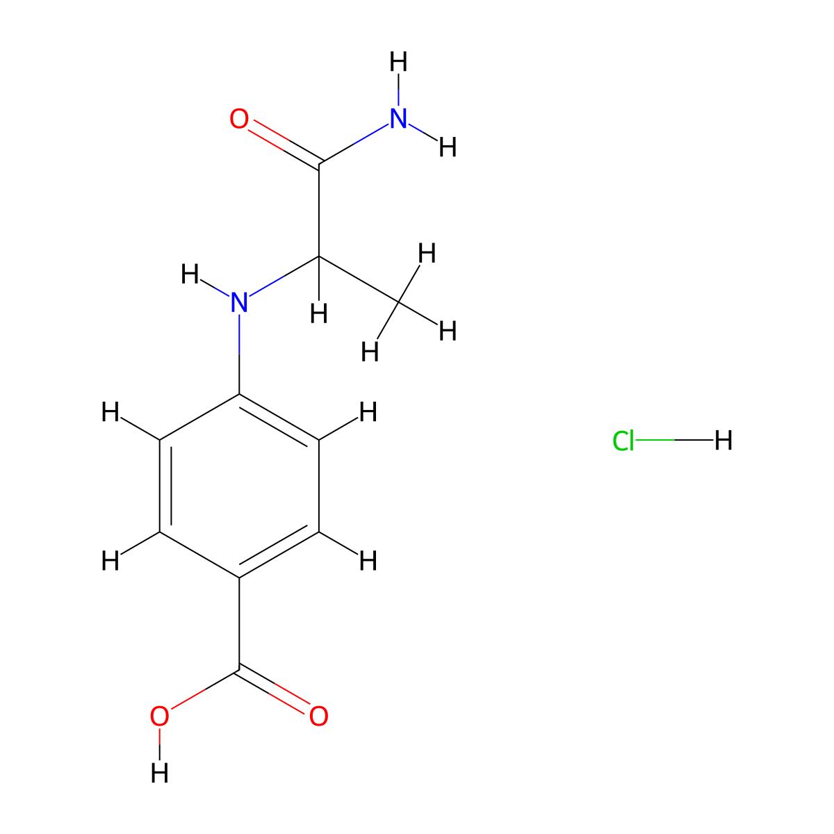 4-[(1-Carbamoylethyl)amino]benzoic acid hydrochloride molecular structure, CAS 3017232-76-4
