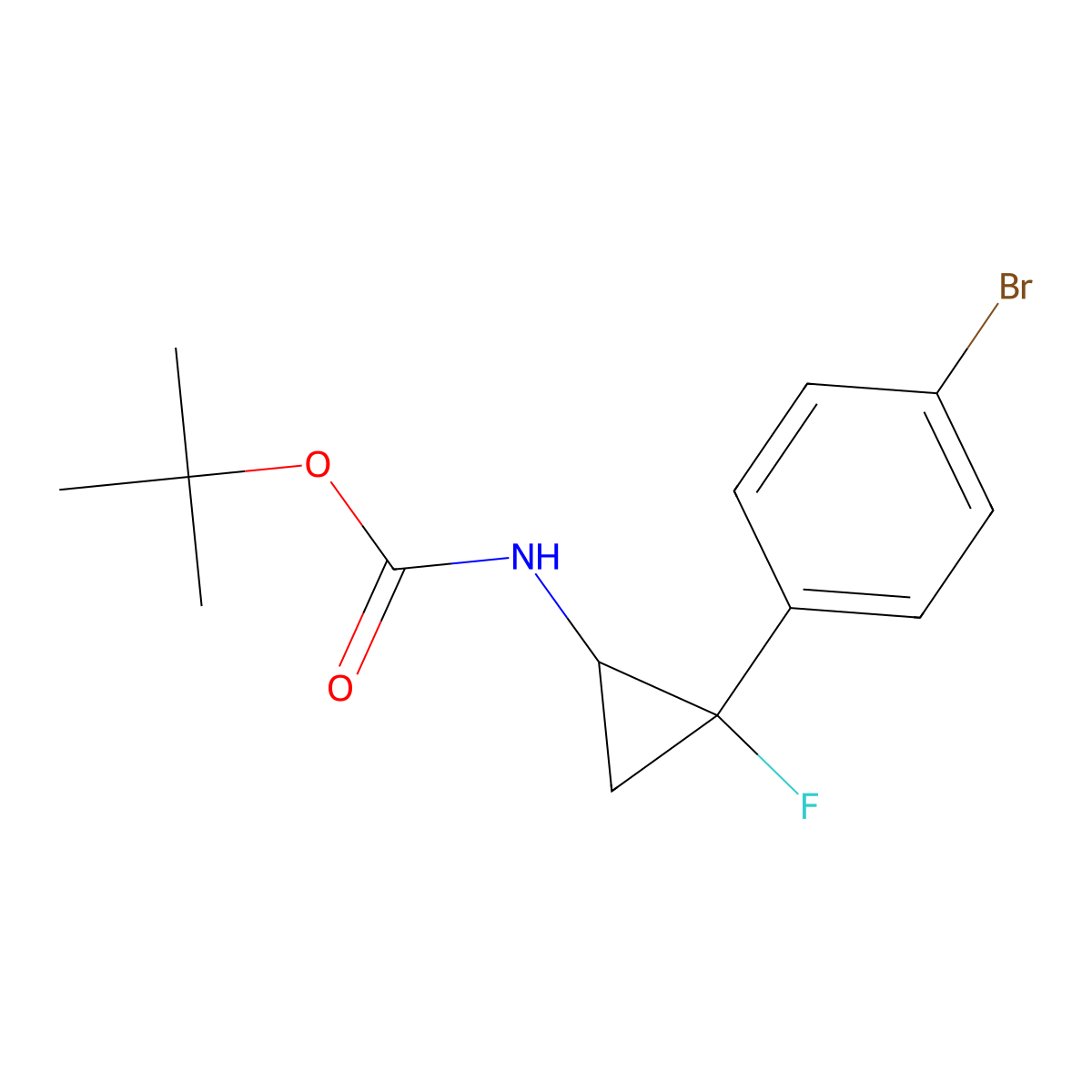 tert-butyl N-[2-(4-bromophenyl)-2-fluorocyclopropyl]carbamate molecular structure, CAS 3017232-84-4