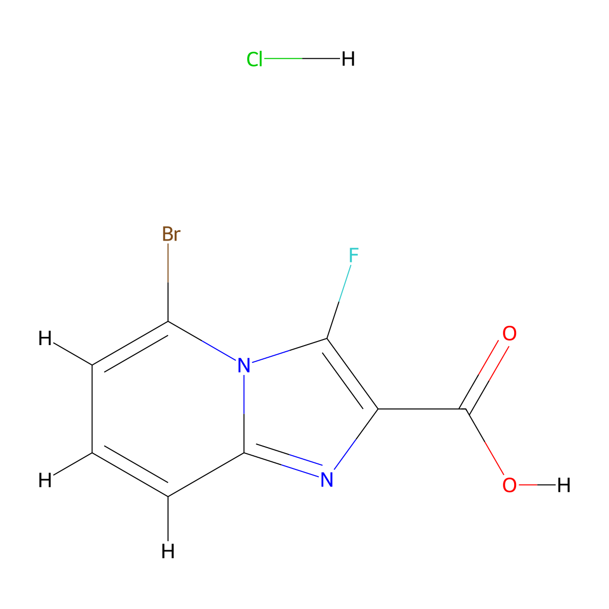5-Bromo-3-fluoroimidazo[1,2-a]pyridine-2-carboxylic acid hydrochloride molecular structure, CAS 3017232-97-9