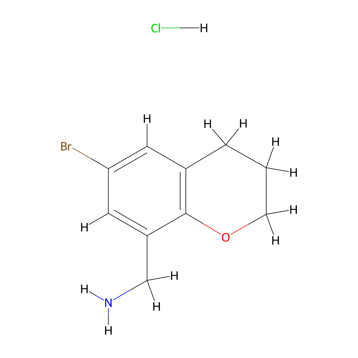 1-(6-bromo-3,4-dihydro-2H-1-benzopyran-8-yl)methanamine hydrochloride molecular structure, CAS 3017233-04-1