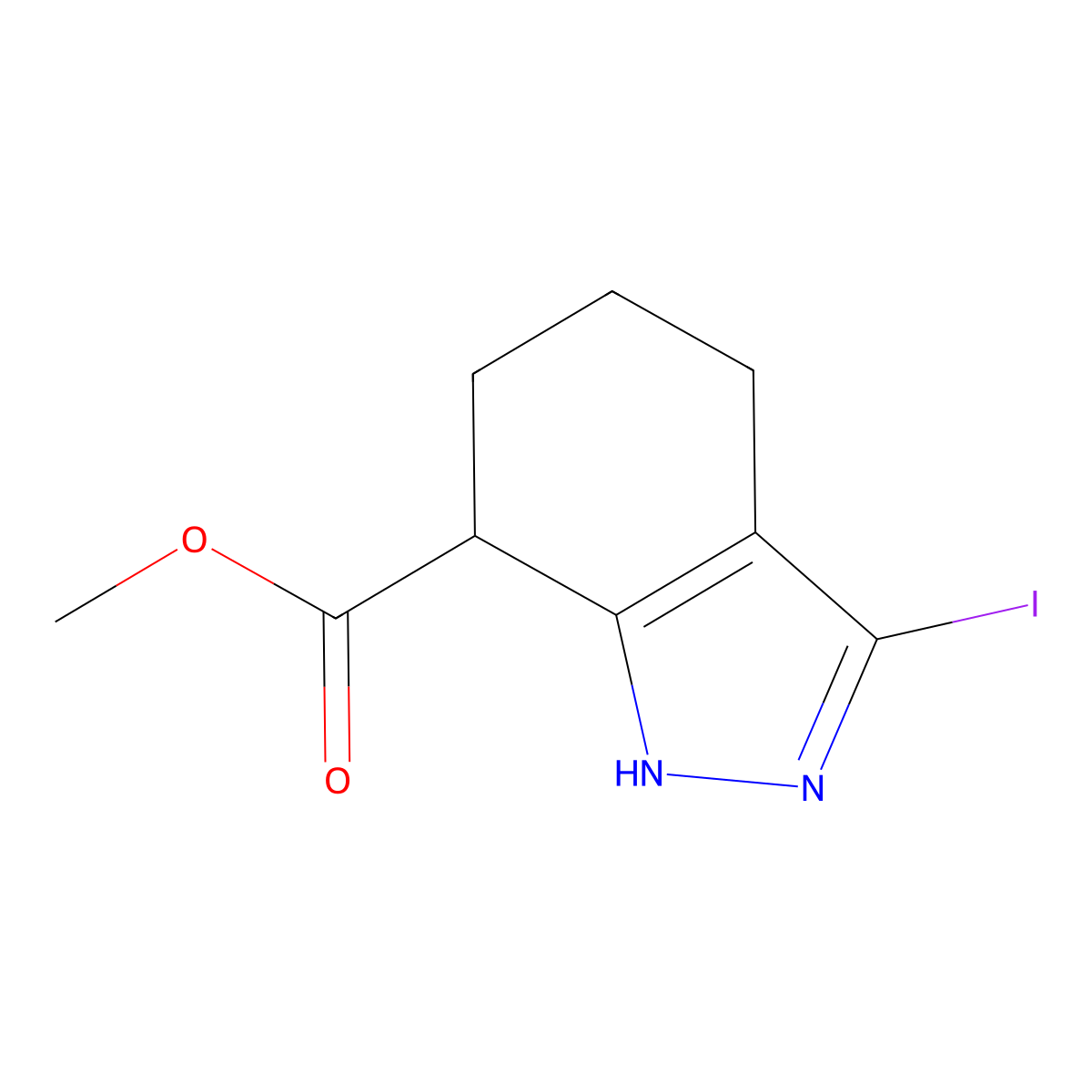 methyl 3-iodo-4,5,6,7-tetrahydro-1H-indazole-7-carboxylate molecular structure, CAS 3017233-13-2
