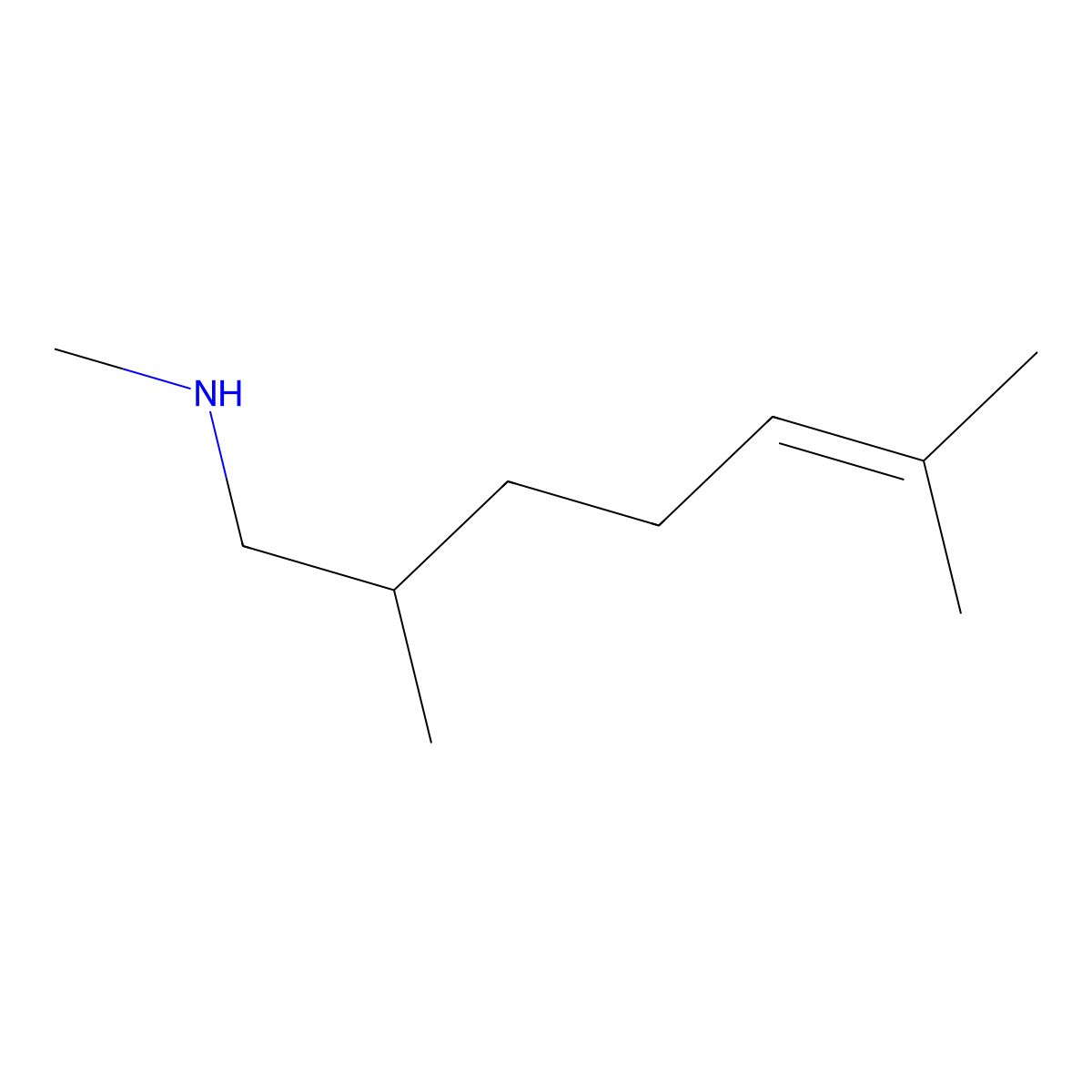 (2,6-Dimethylhept-5-en-1-yl)(methyl)amine molecular structure, CAS 3017233-29-0