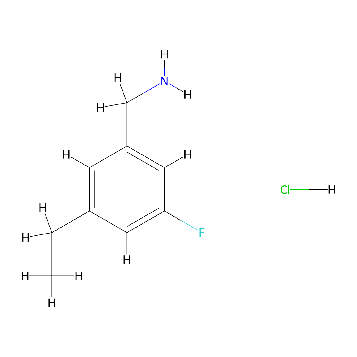1-(3-Ethyl-5-fluorophenyl)methanamine hydrochloride molecular structure, CAS 3017233-32-5