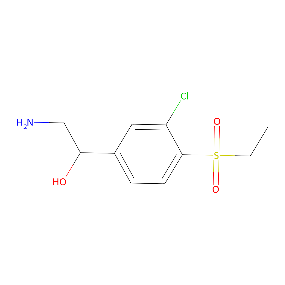 2-Amino-1-[3-chloro-4-(ethanesulfonyl)phenyl]ethan-1-ol molecular structure, CAS 3017233-42-7