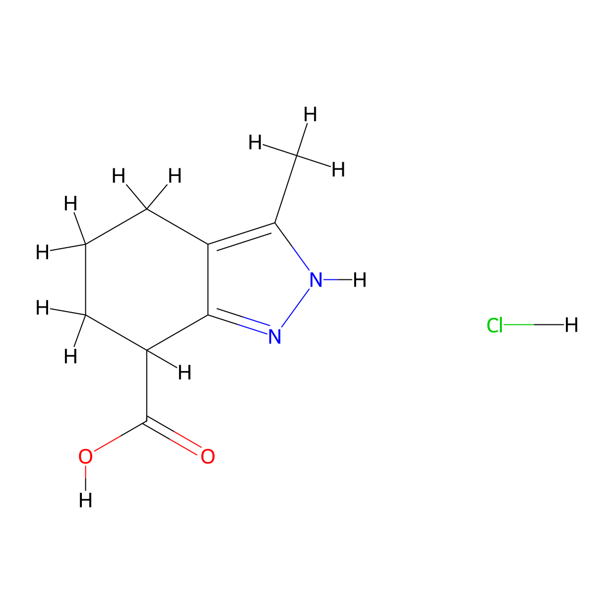 3-methyl-4,5,6,7-tetrahydro-1H-indazole-7-carboxylic acid hydrochloride molecular structure, CAS 3017233-47-2