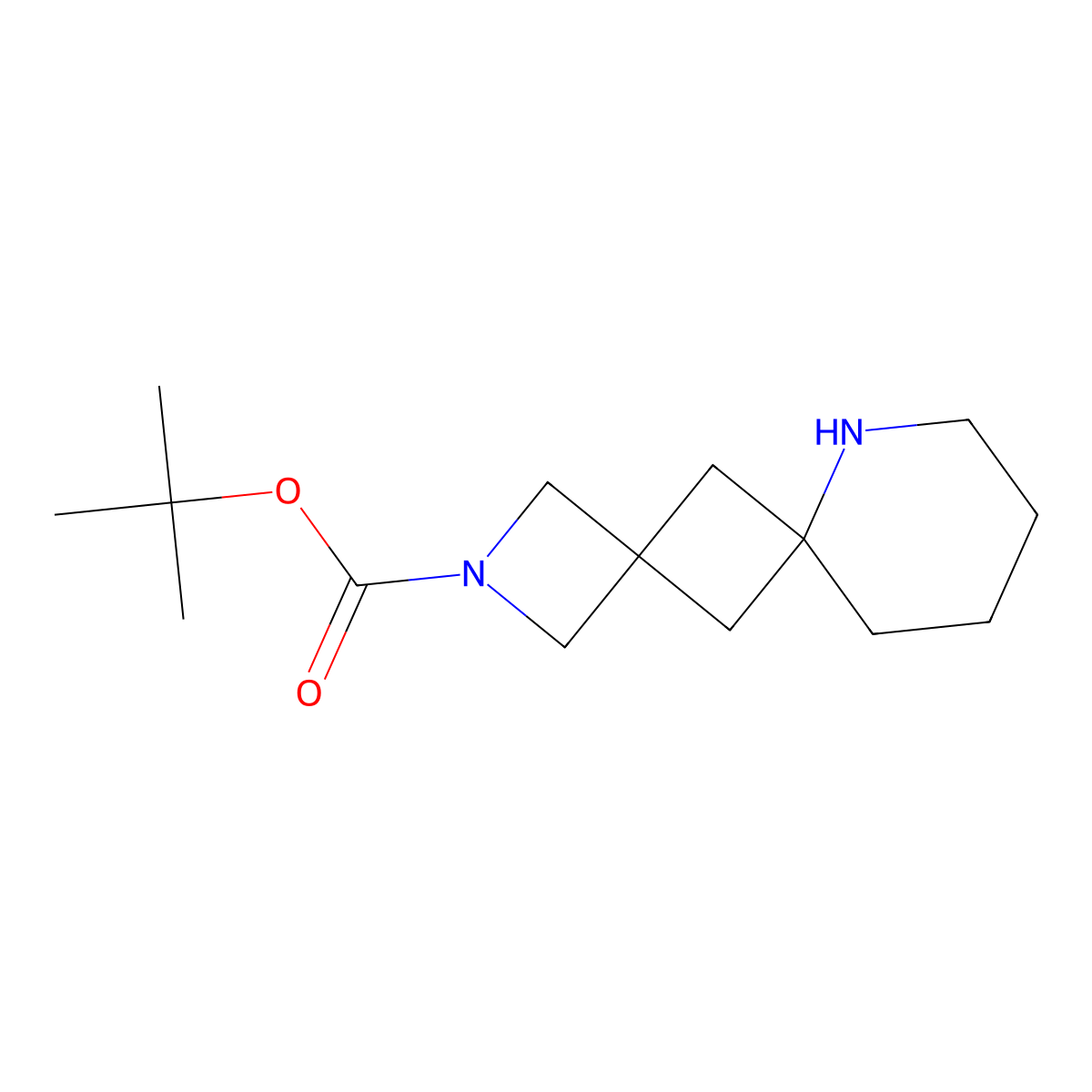 Tert-butyl 2,7-diazadispiro[3.1.5^{6}.1^{4}]dodecane-2-carboxylate molecular structure, CAS 3017233-51-8