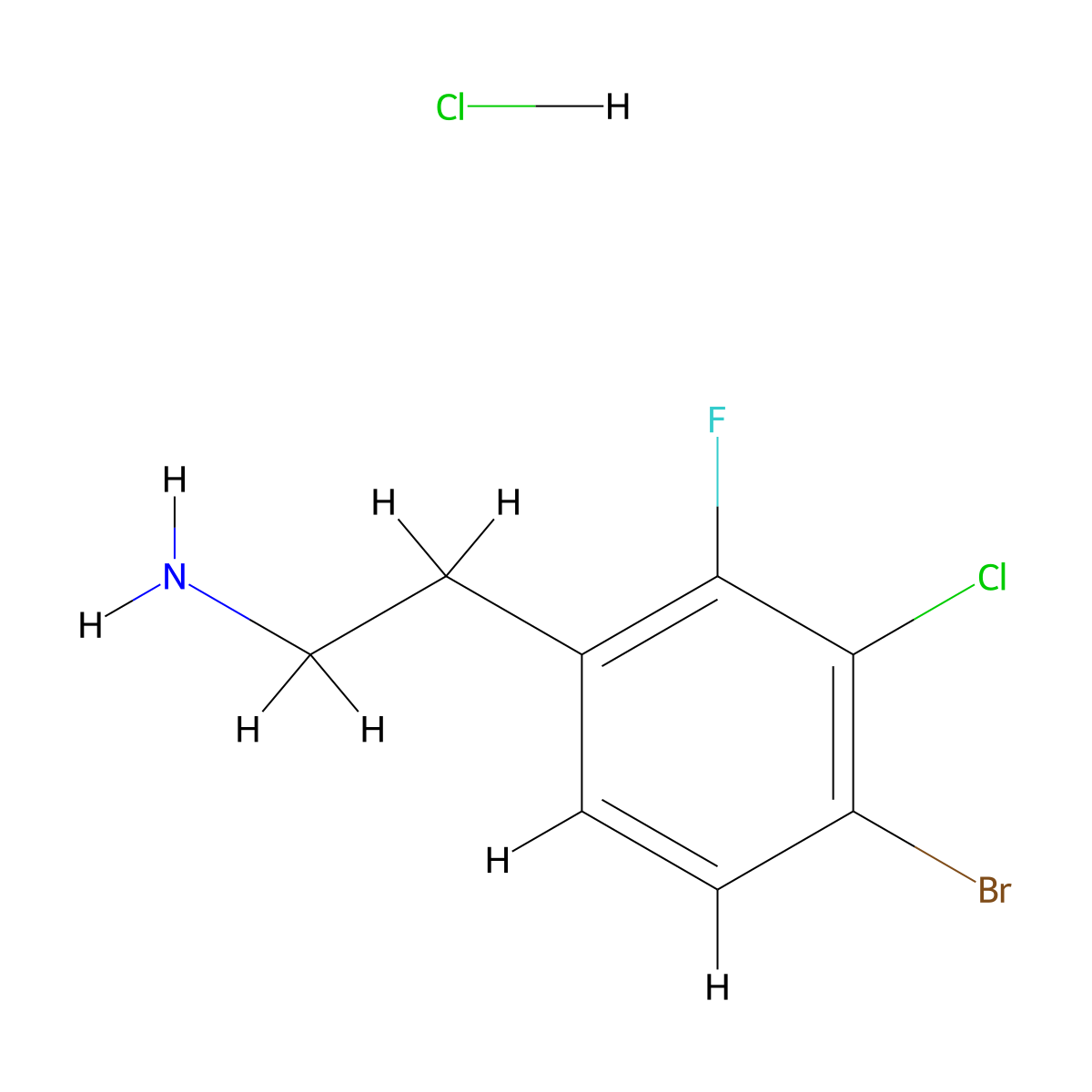 2-(4-Bromo-3-chloro-2-fluorophenyl)ethan-1-amine hydrochloride molecular structure, CAS 3017233-52-9
