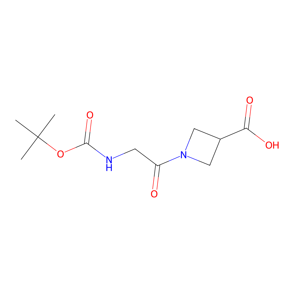 1-(2-{[(Tert-butoxy)carbonyl]amino}acetyl)azetidine-3-carboxylic acid molecular structure, CAS 3017233-63-2