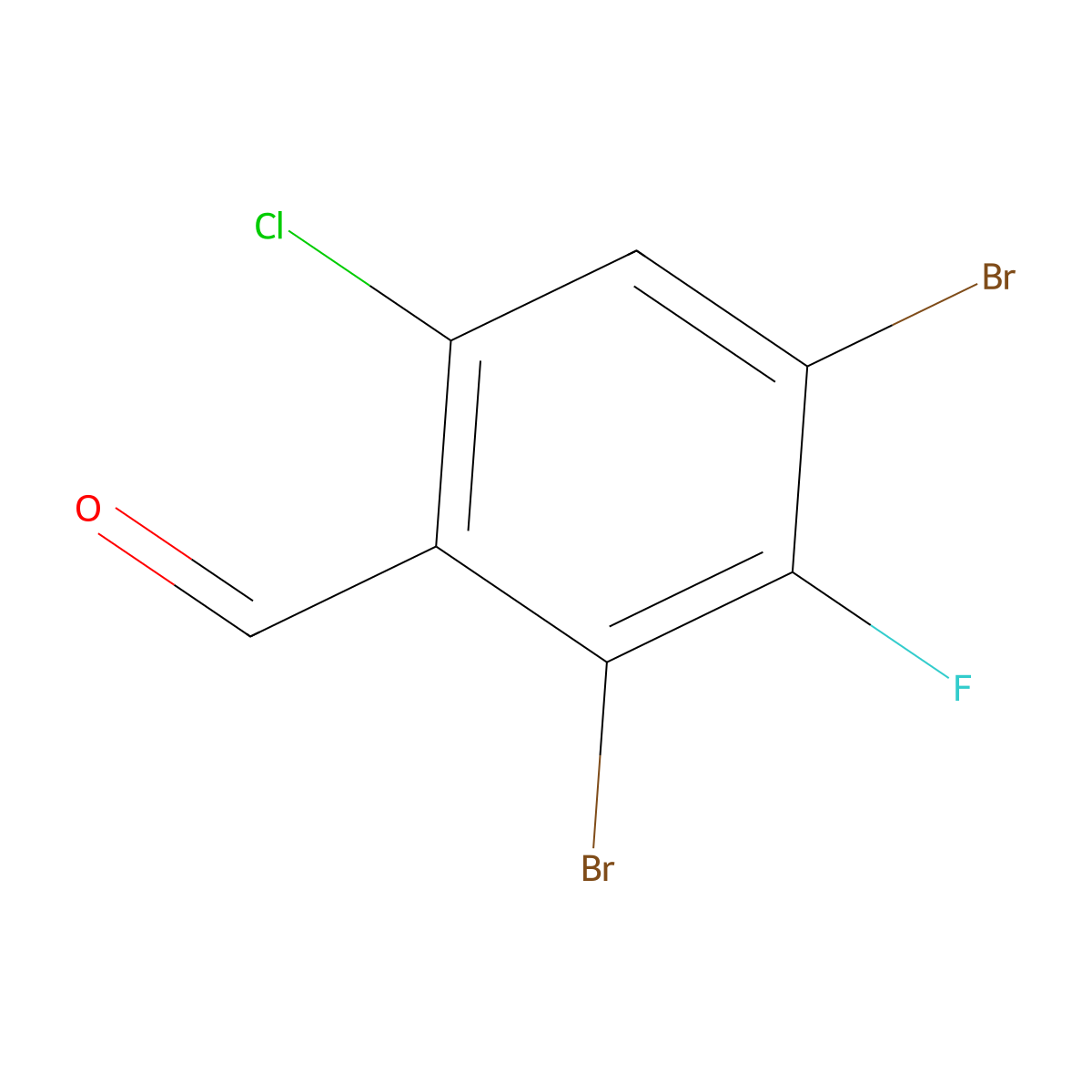 2,4-Dibromo-6-chloro-3-fluorobenzaldehyde molecular structure, CAS 3017239-04-9