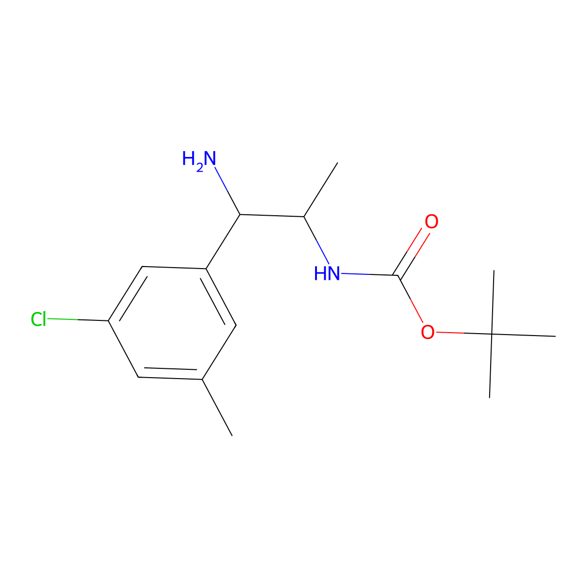 tert-butyl N-[1-amino-1-(3-chloro-5-methylphenyl)propan-2-yl]carbamate molecular structure, CAS 3017242-02-0