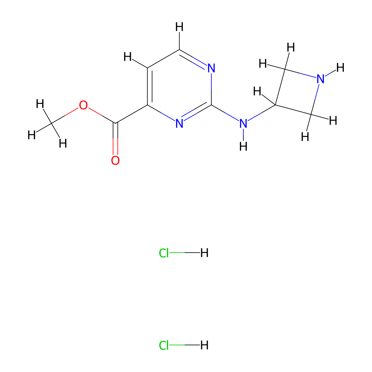 Methyl 2-[(azetidin-3-yl)amino]pyrimidine-4-carboxylate dihydrochloride molecular structure, CAS 3017242-10-0