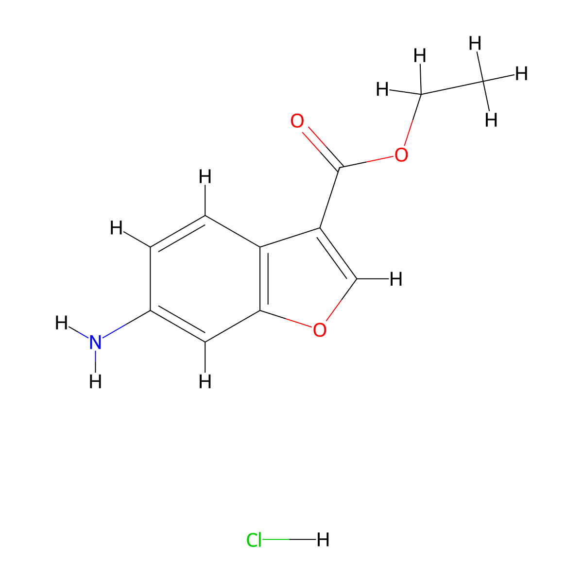 Ethyl 6-amino-1-benzofuran-3-carboxylate hydrochloride molecular structure, CAS 3017242-19-9