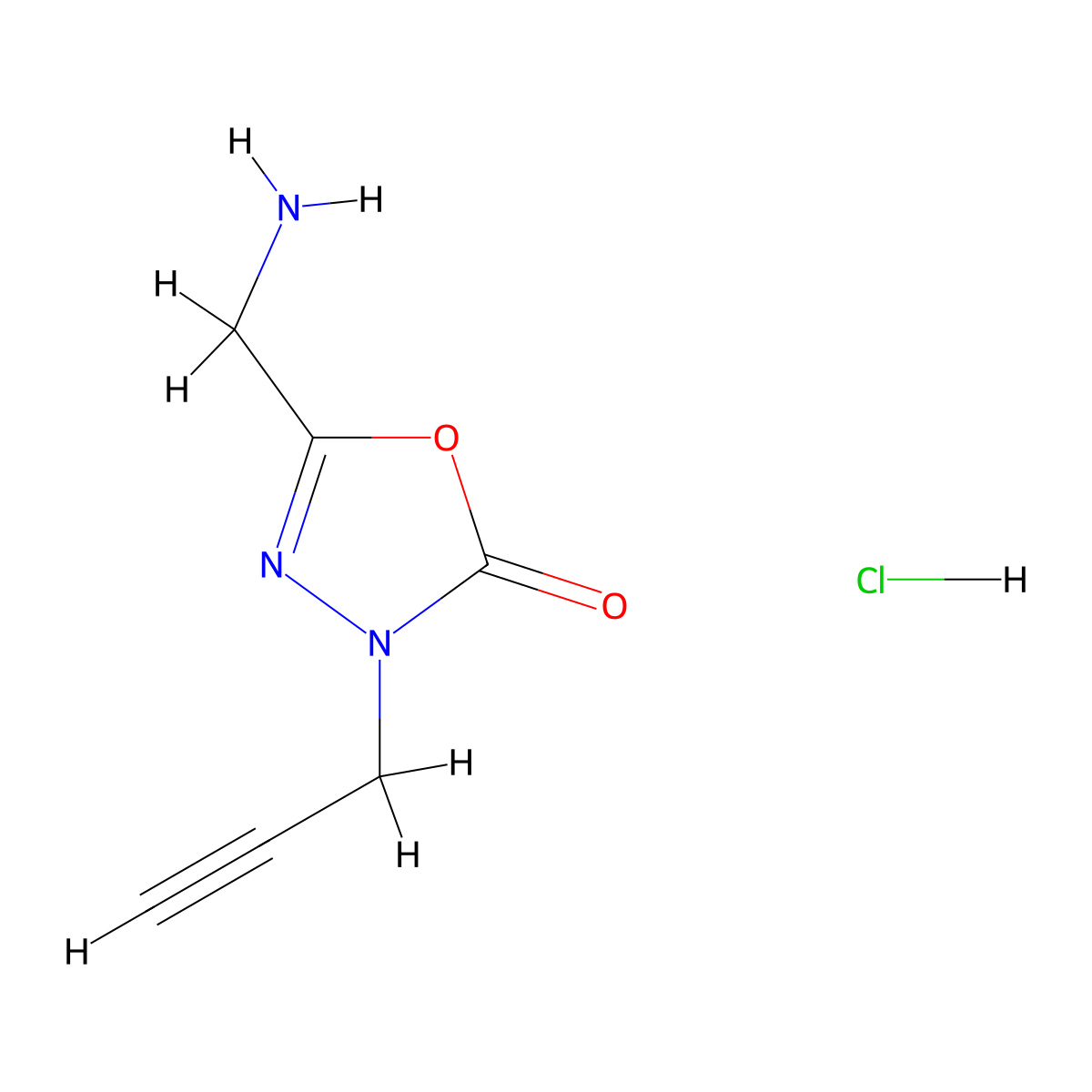 5-(Aminomethyl)-3-(prop-2-yn-1-yl)-2,3-dihydro-1,3,4-oxadiazol-2-one hydrochloride molecular structure, CAS 3017242-30-4