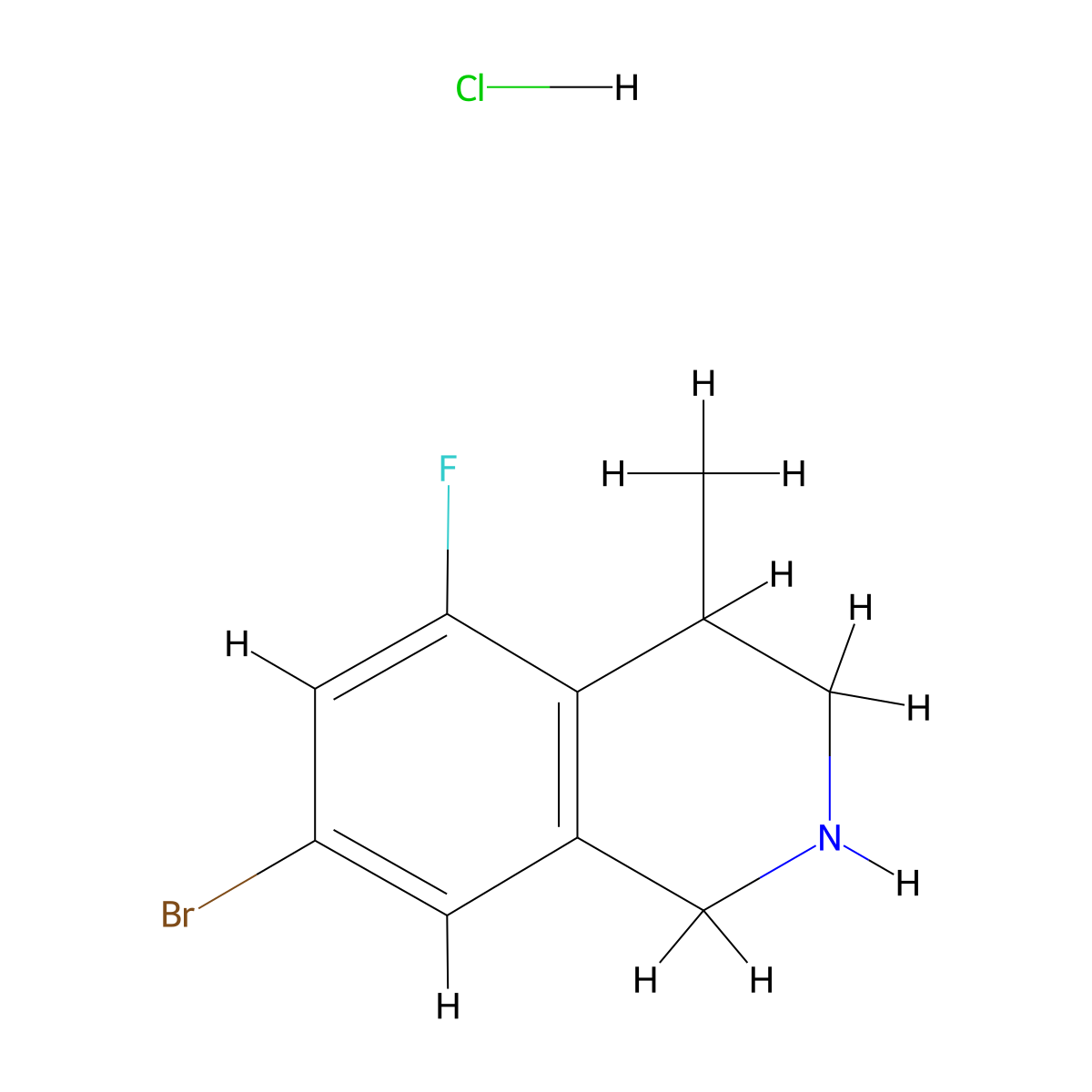 7-Bromo-5-fluoro-4-methyl-1,2,3,4-tetrahydroisoquinoline hydrochloride molecular structure, CAS 3017242-38-2