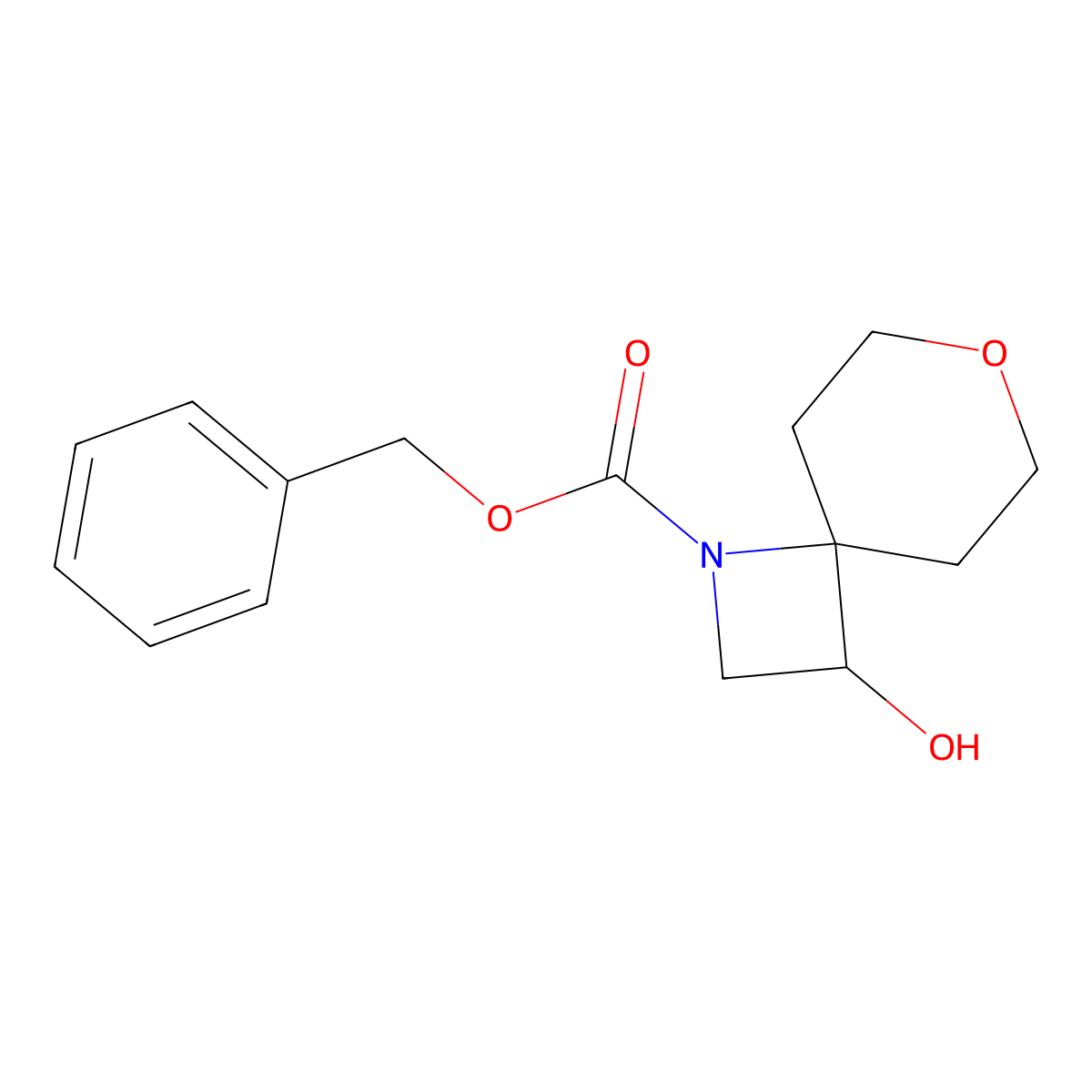 Benzyl 3-hydroxy-7-oxa-1-azaspiro[3.5]nonane-1-carboxylate molecular structure, CAS 3017242-41-7