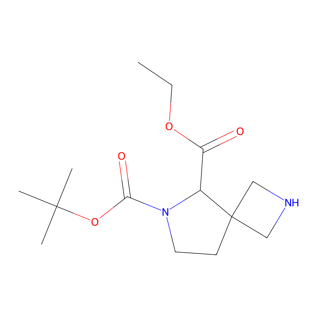 6-Tert-butyl 5-ethyl 2,6-diazaspiro[3.4]octane-5,6-dicarboxylate molecular structure, CAS 3017242-45-1