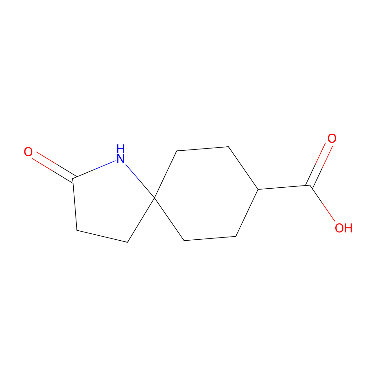 2-Oxo-1-azaspiro[4.5]decane-8-carboxylic acid molecular structure, CAS 3017242-65-5