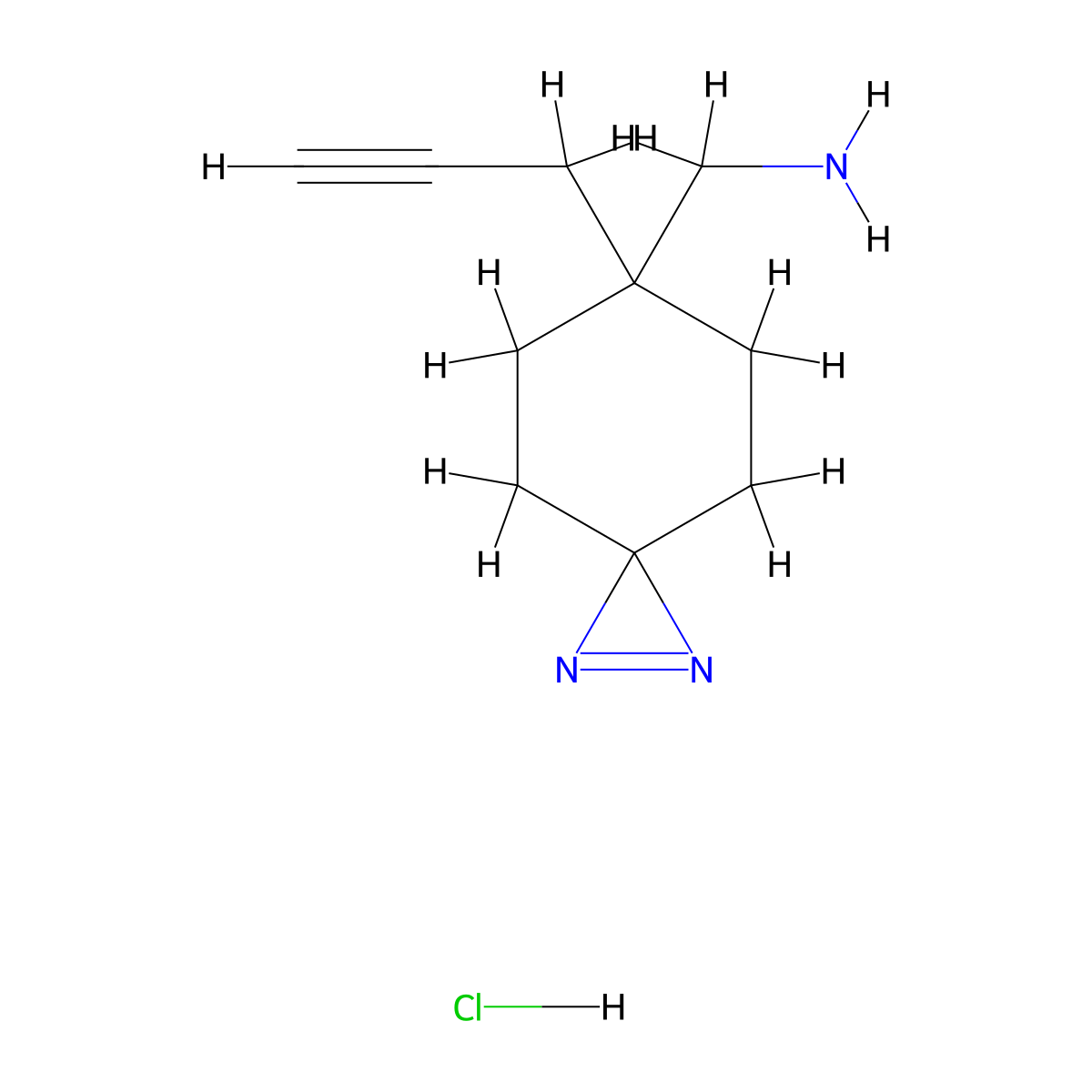(6-Prop-2-ynyl-1,2-diazaspiro[2.5]oct-1-en-6-yl)methanamine;hydrochloride molecular structure, CAS 3017242-74-6