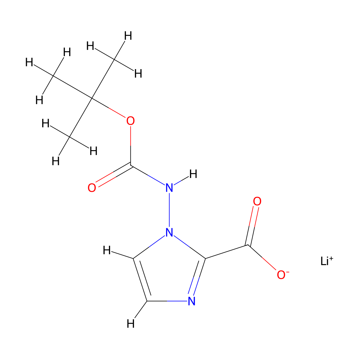 lithium(1+) 1-{[(tert-butoxy)carbonyl]amino}-1H-imidazole-2-carboxylate molecular structure, CAS 3017242-76-8