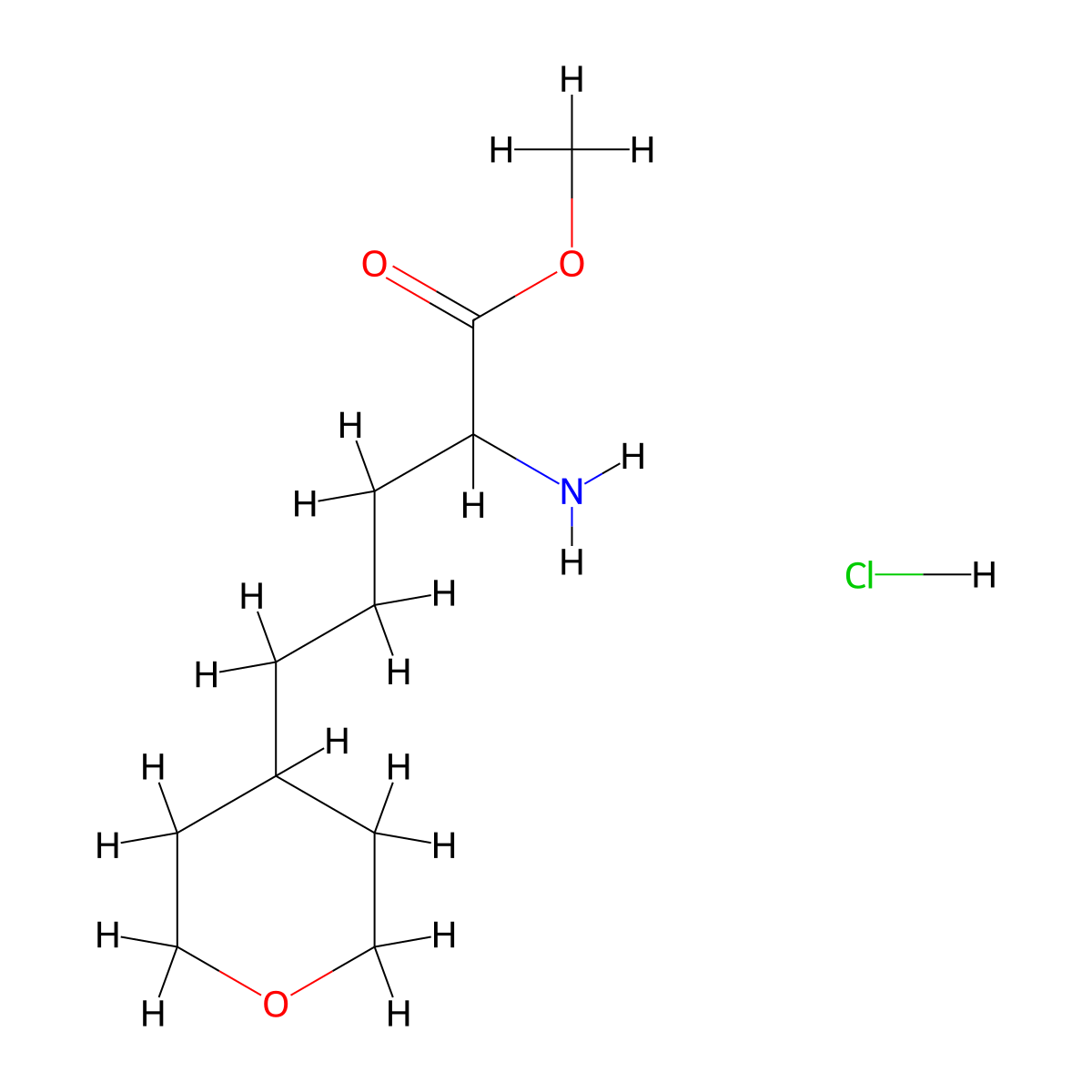 Methyl 2-amino-5-(oxan-4-yl)pentanoate;hydrochloride molecular structure, CAS 3017242-78-0