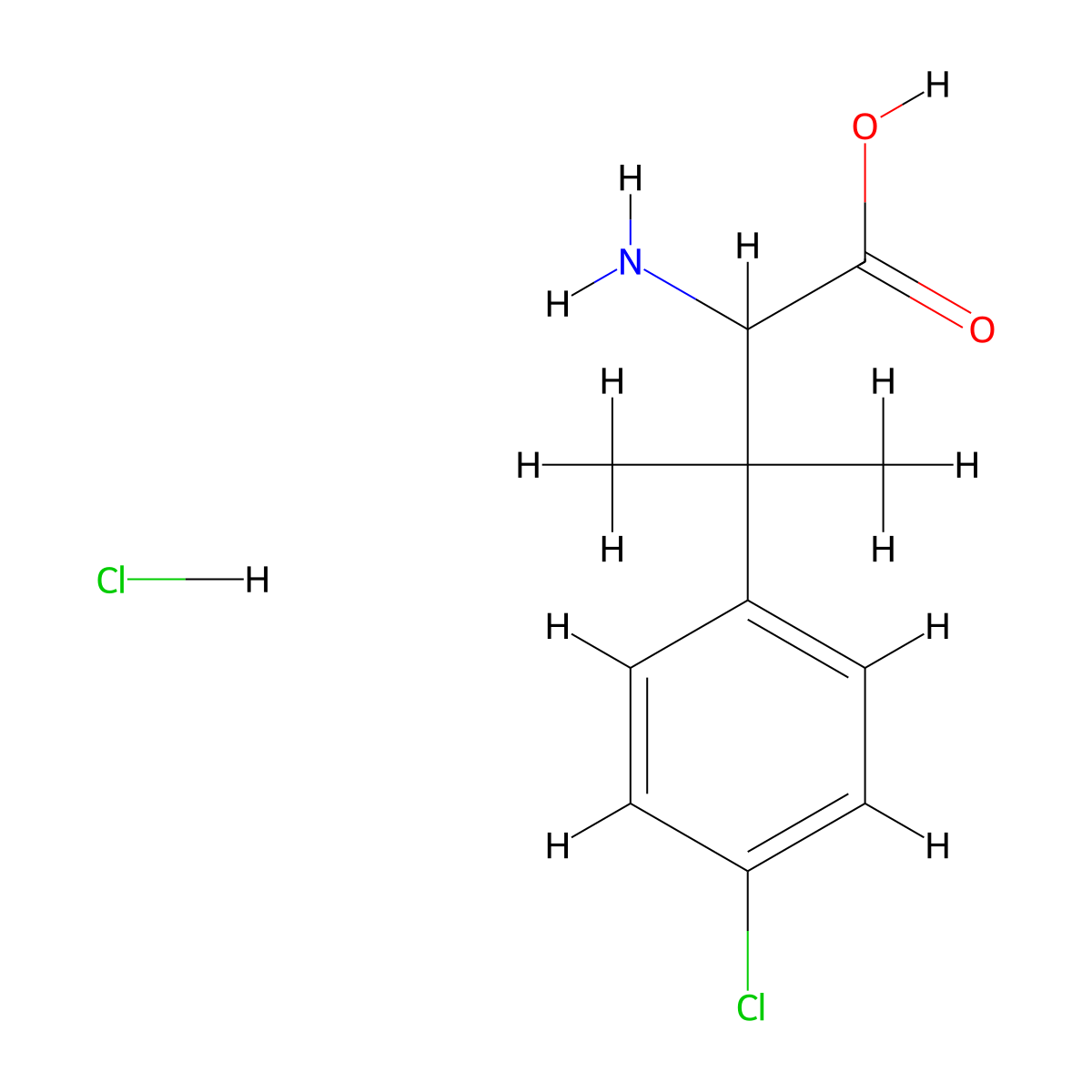 2-Amino-3-(4-chlorophenyl)-3-methylbutanoic acid;hydrochloride molecular structure, CAS 3017242-86-0