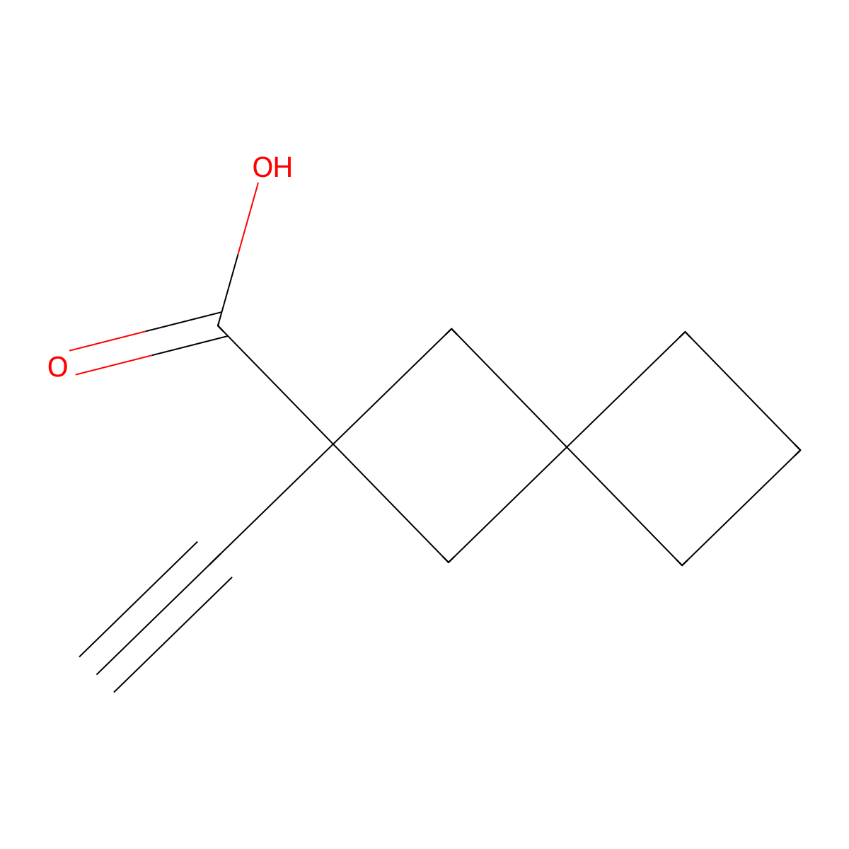 2-Ethynylspiro[3.3]heptane-2-carboxylic acid molecular structure, CAS 3017242-88-2