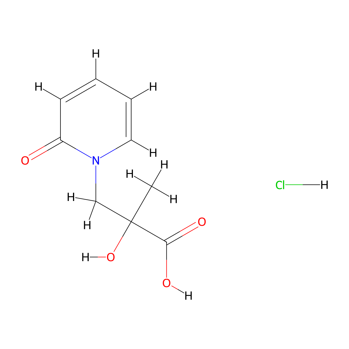 2-Hydroxy-2-methyl-3-(2-oxo-1,2-dihydropyridin-1-yl)propanoic acid hydrochloride molecular structure, CAS 3017242-92-8