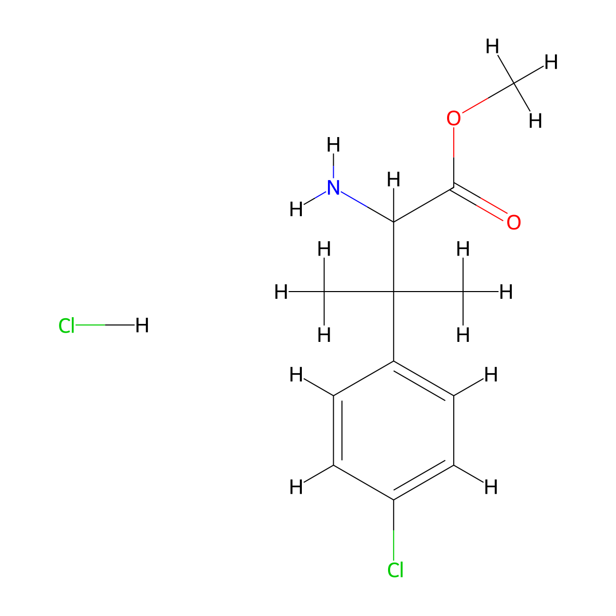 Methyl 2-amino-3-(4-chlorophenyl)-3-methylbutanoate hydrochloride molecular structure, CAS 3017243-00-1
