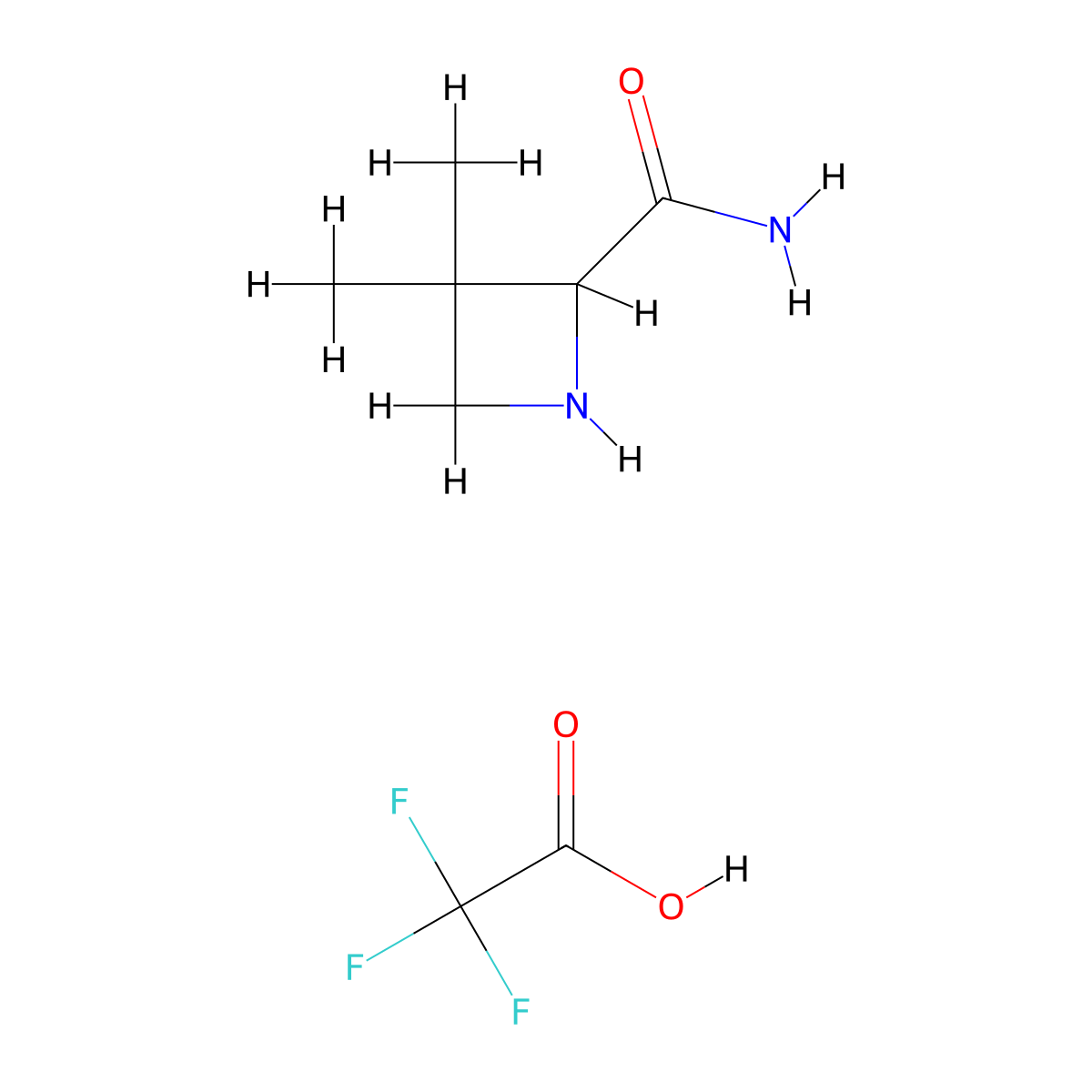 3,3-Dimethylazetidine-2-carboxamide, trifluoroacetic acid molecular structure, CAS 3017243-08-9
