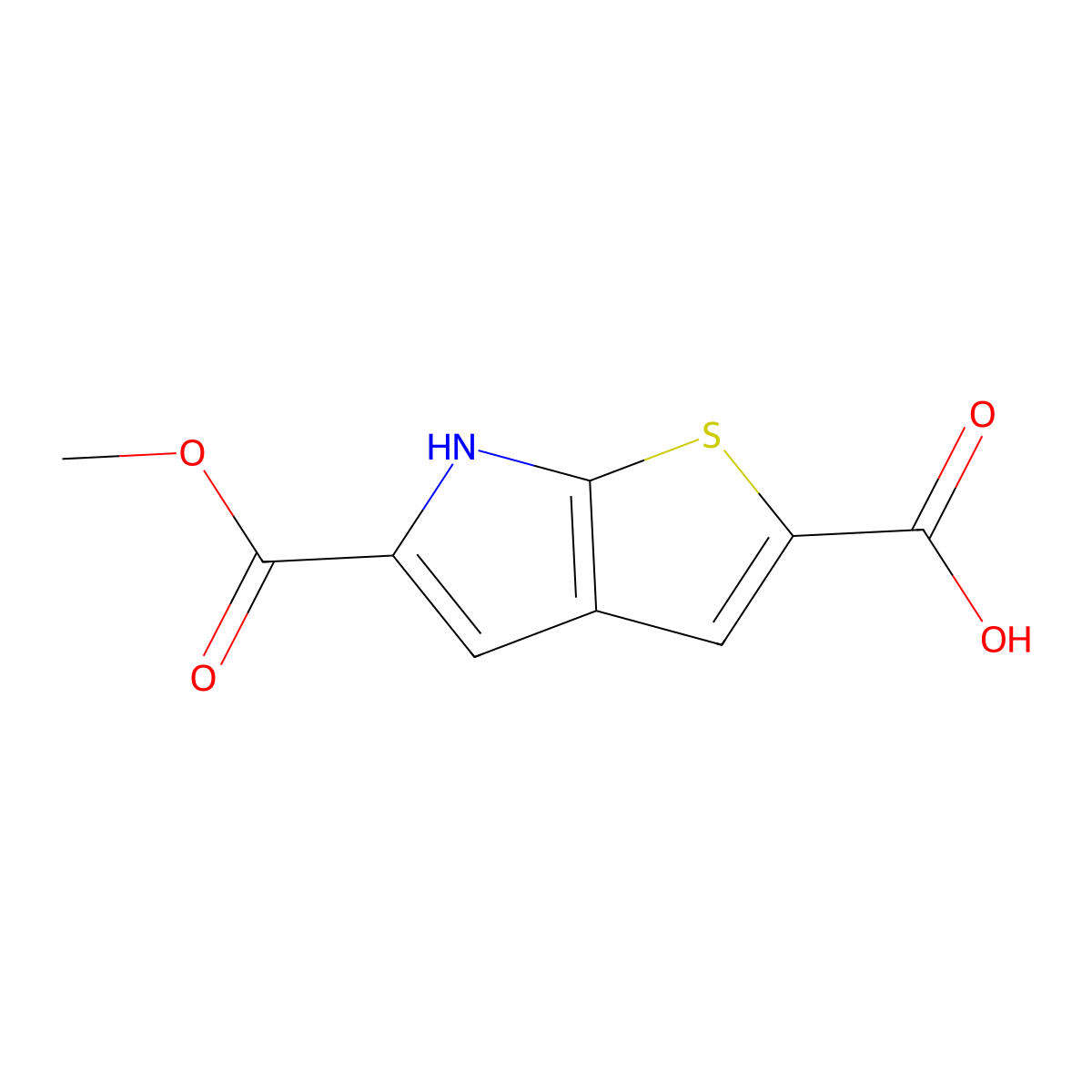 5-(methoxycarbonyl)-6H-thieno[2,3-b]pyrrole-2-carboxylic acid molecular structure, CAS 3017243-15-8