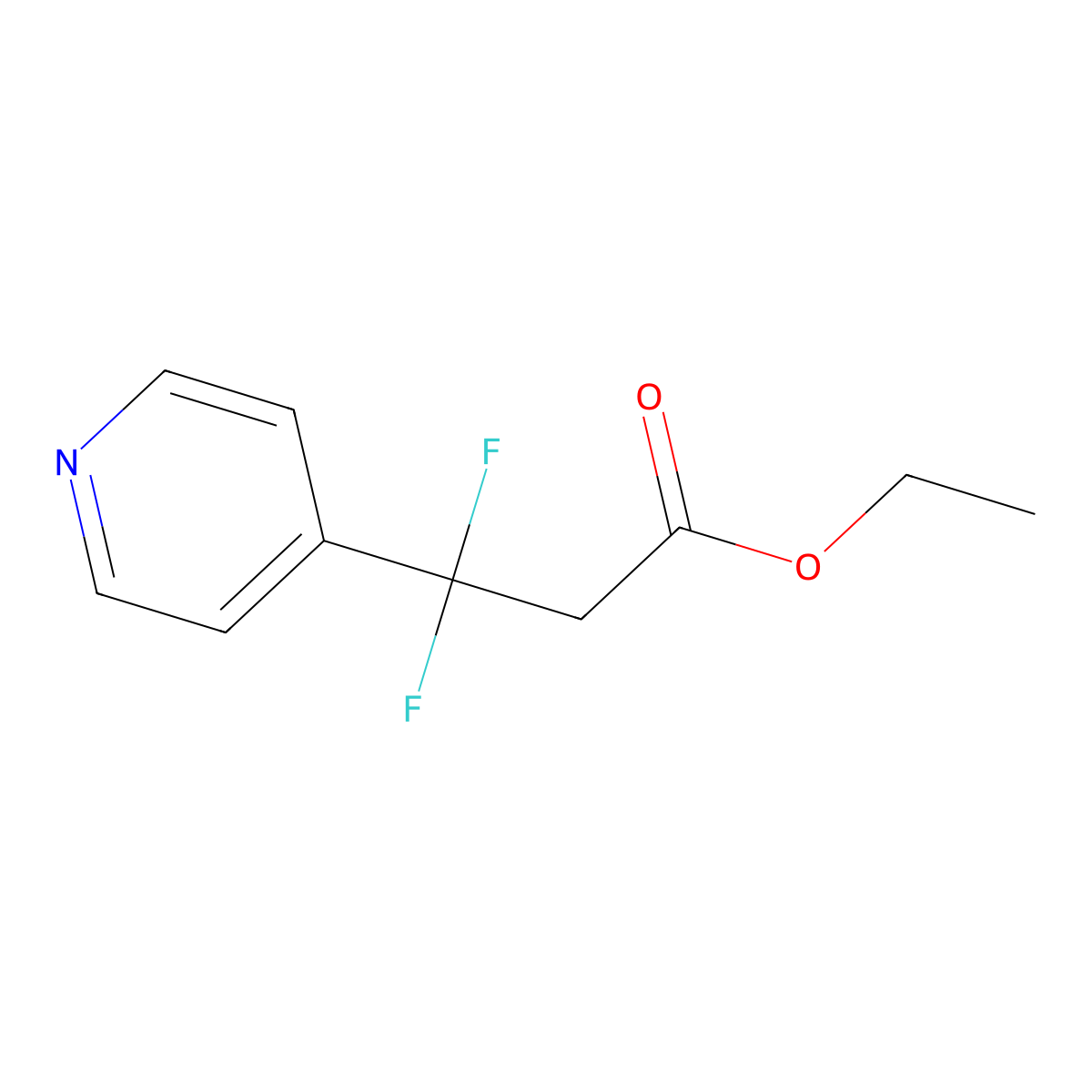 Ethyl 3,3-difluoro-3-(pyridin-4-yl)propanoate molecular structure, CAS 3017243-17-0