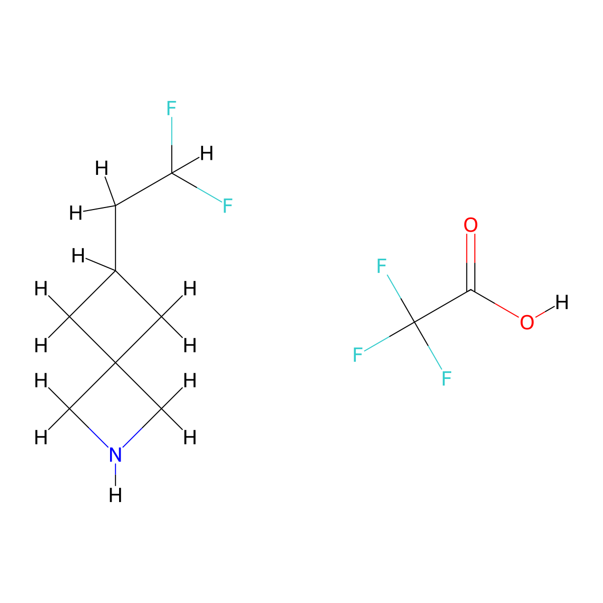 6-(2,2-Difluoroethyl)-2-azaspiro[3.3]heptane, trifluoroacetic acid molecular structure, CAS 3017243-21-6