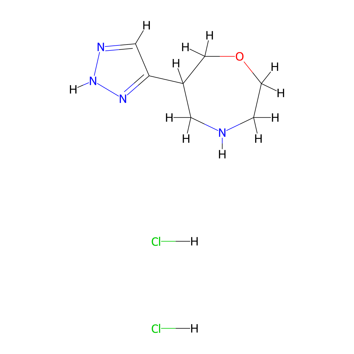 6-(1H-1,2,3-triazol-5-yl)-1,4-oxazepane dihydrochloride molecular structure, CAS 3017243-46-5