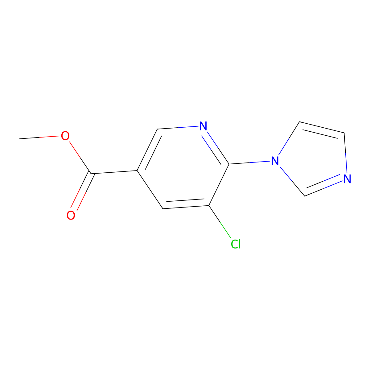 methyl 5-chloro-6-(1H-imidazol-1-yl)pyridine-3-carboxylate molecular structure, CAS 3017243-51-2